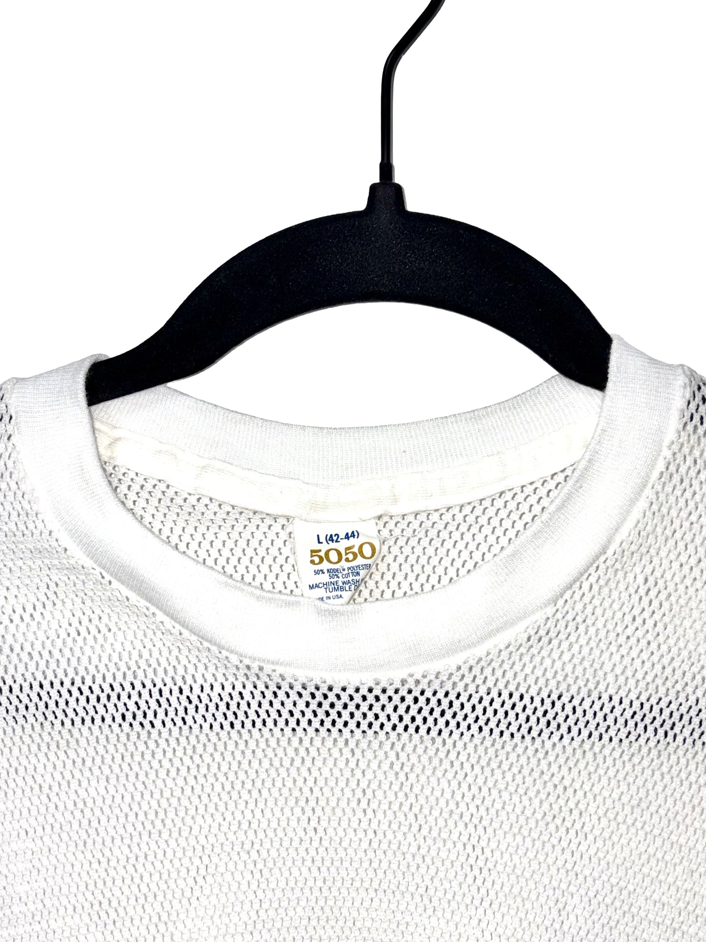 1960s White Mesh Poly-Cotton Crew Tee
