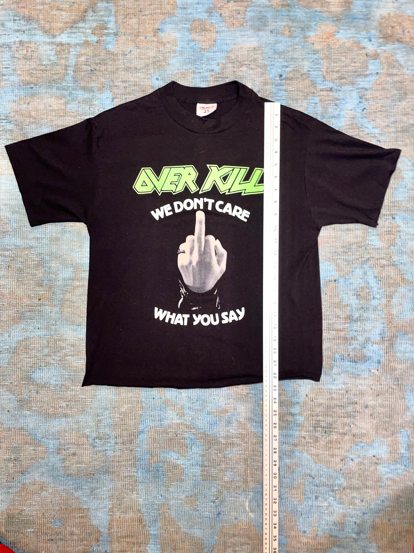 Overkill "We Dont Care What You Say / Fuck You" ca. 1980s Black Double Sided Like New Thrash Metal Vintage T-Shirt