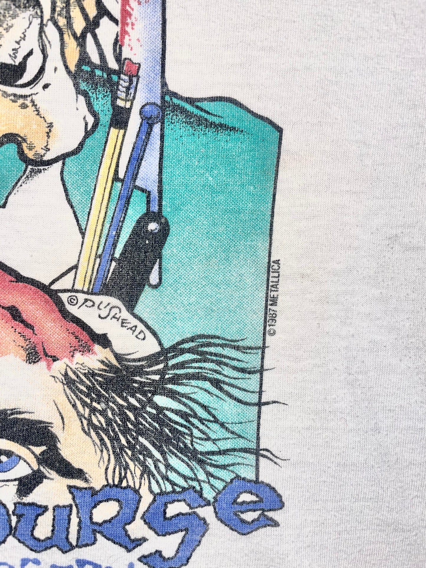 Metallica "Crash Course In Brain Surgery" (Pushead) 1987 Double Sided Metal Vintage T-Shirt