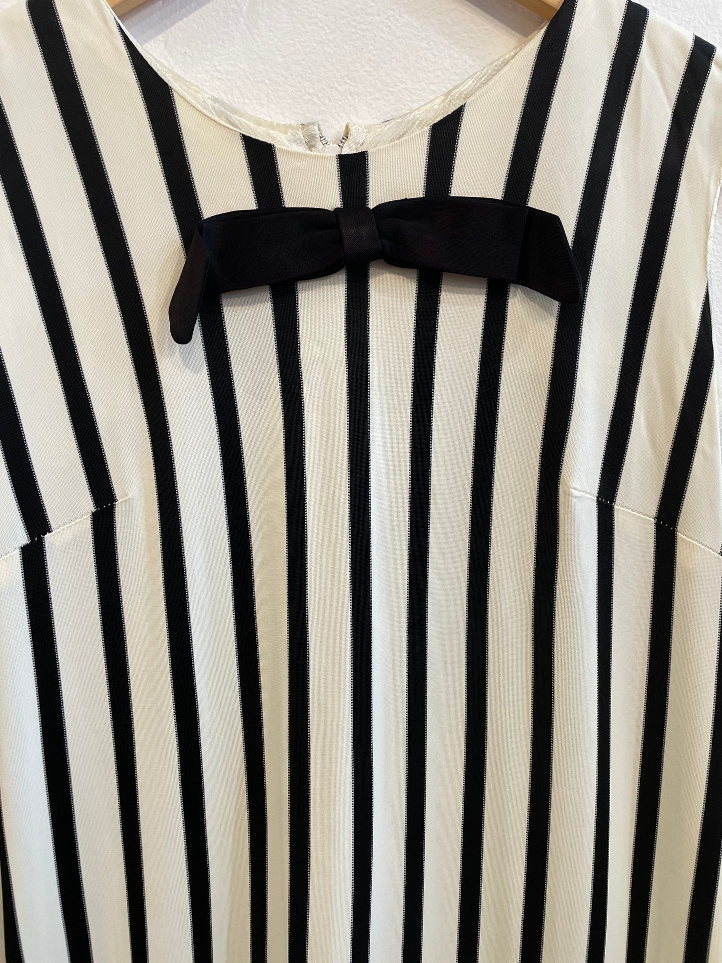 1960s Black and White Striped Shift Dress