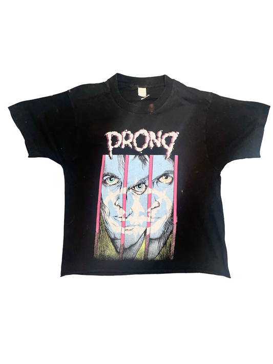 Prong "Beg To Differ Tour 1990" Pushead Black Double Sided Thrash Metal Vintage T-Shirt