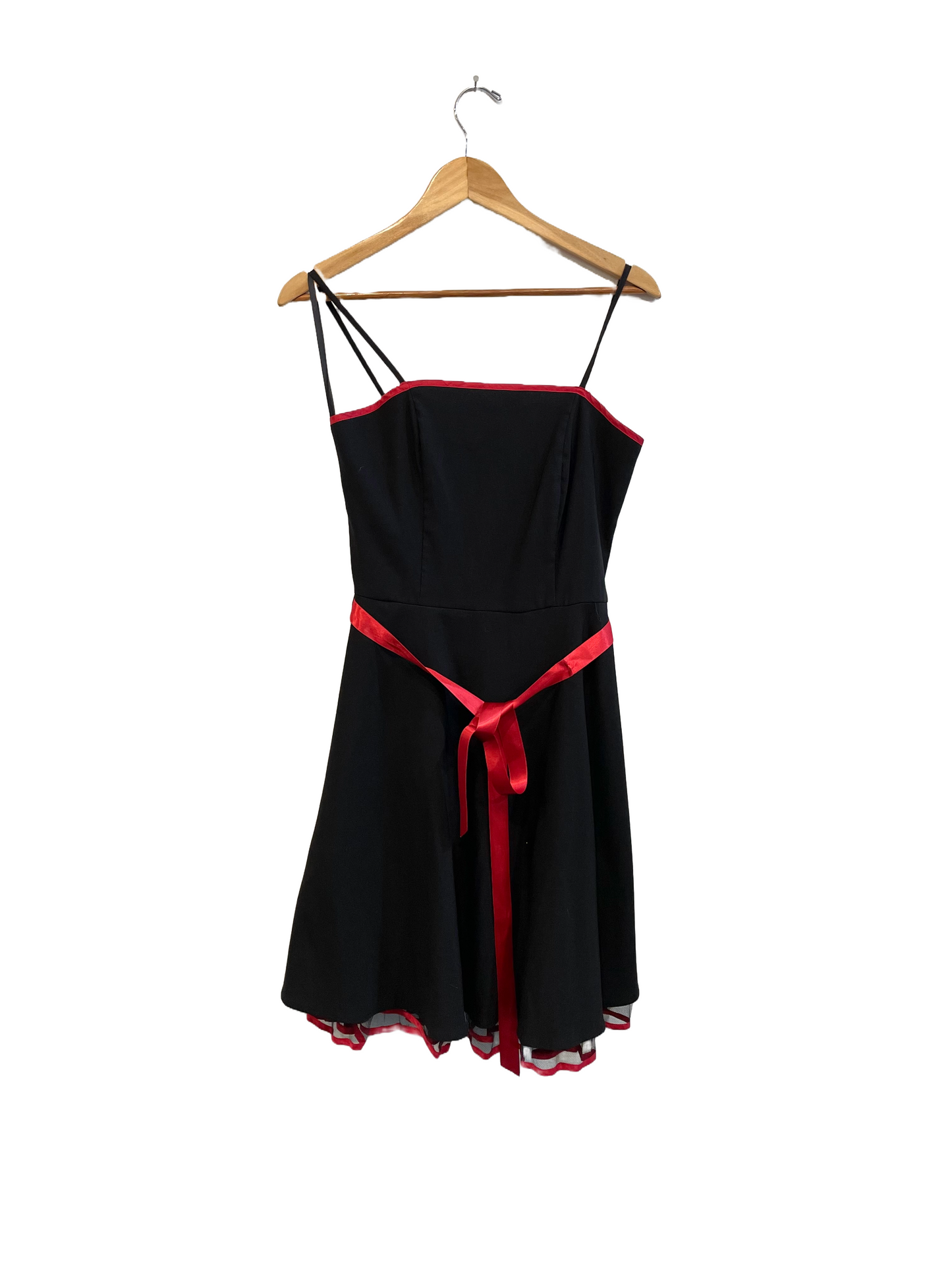 2000s Pulse Black Red Accented Tulle Skirt Mini Dress