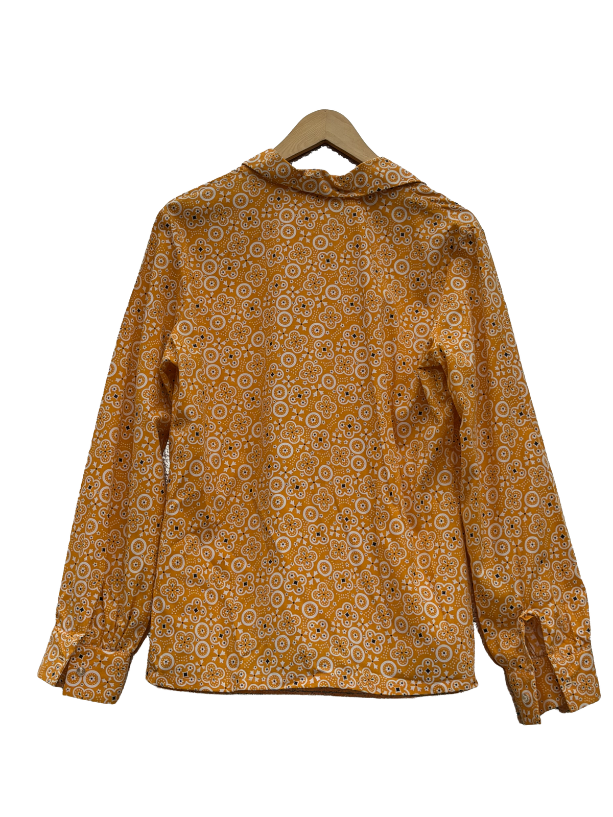 1970s Yellow Cotton Rayon Blend Bandana Print Blouse