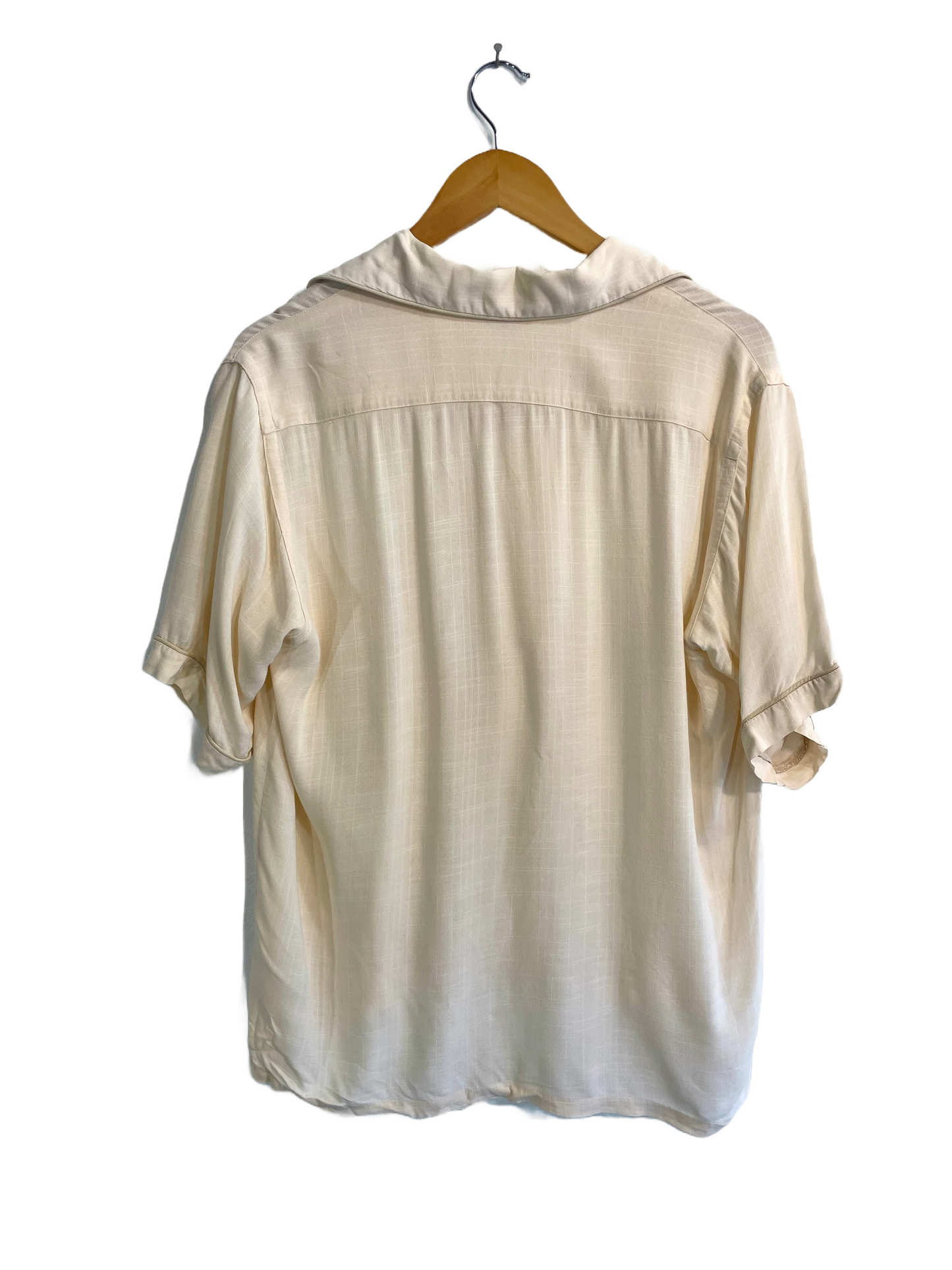 1950s Cream Rayon Loop Collar Equine Emblem Shirt
