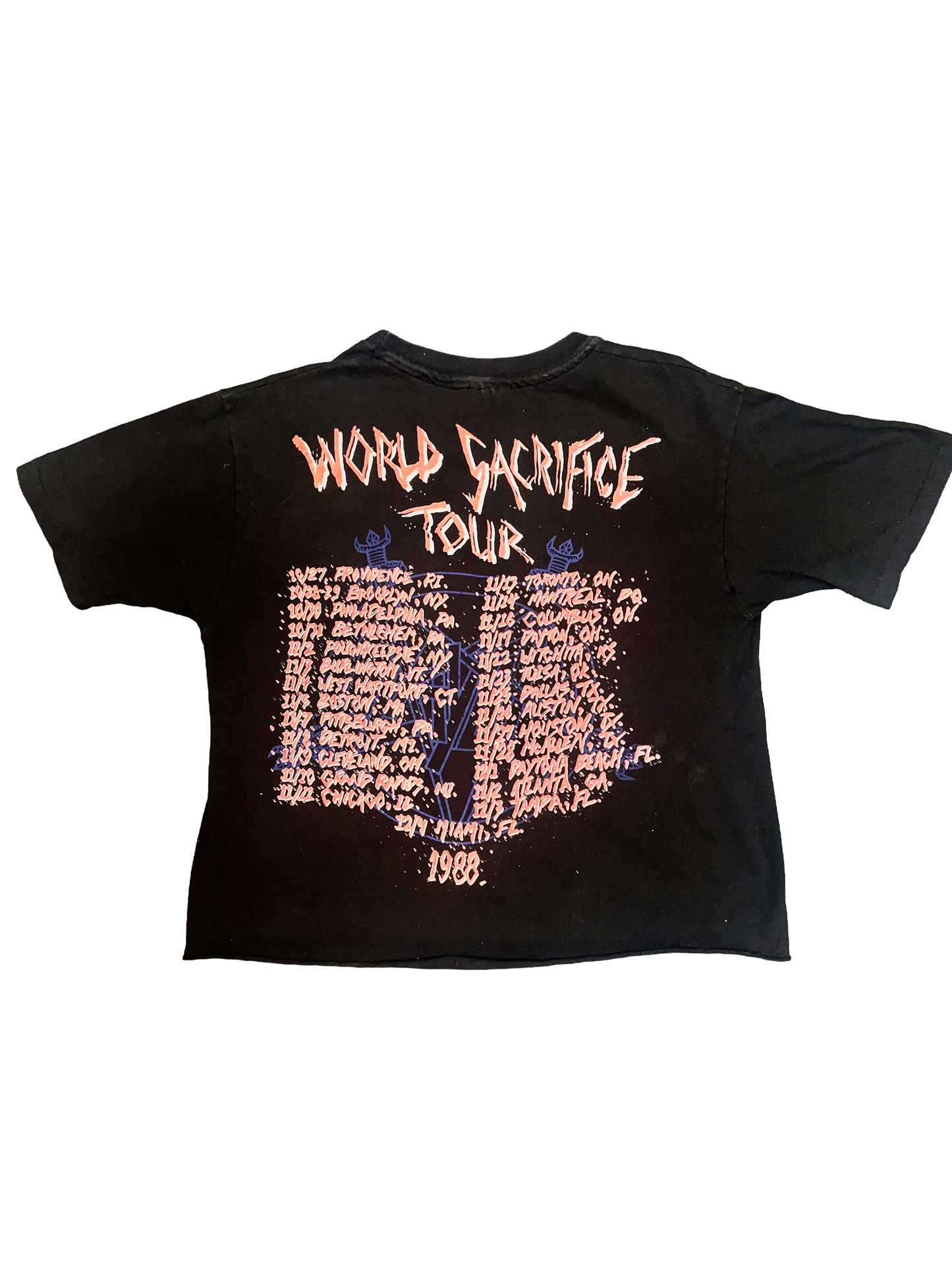 Slayer "World Sacrifice Tour 1988" Black Double Sided Thrash Metal Vintage T-Shirt