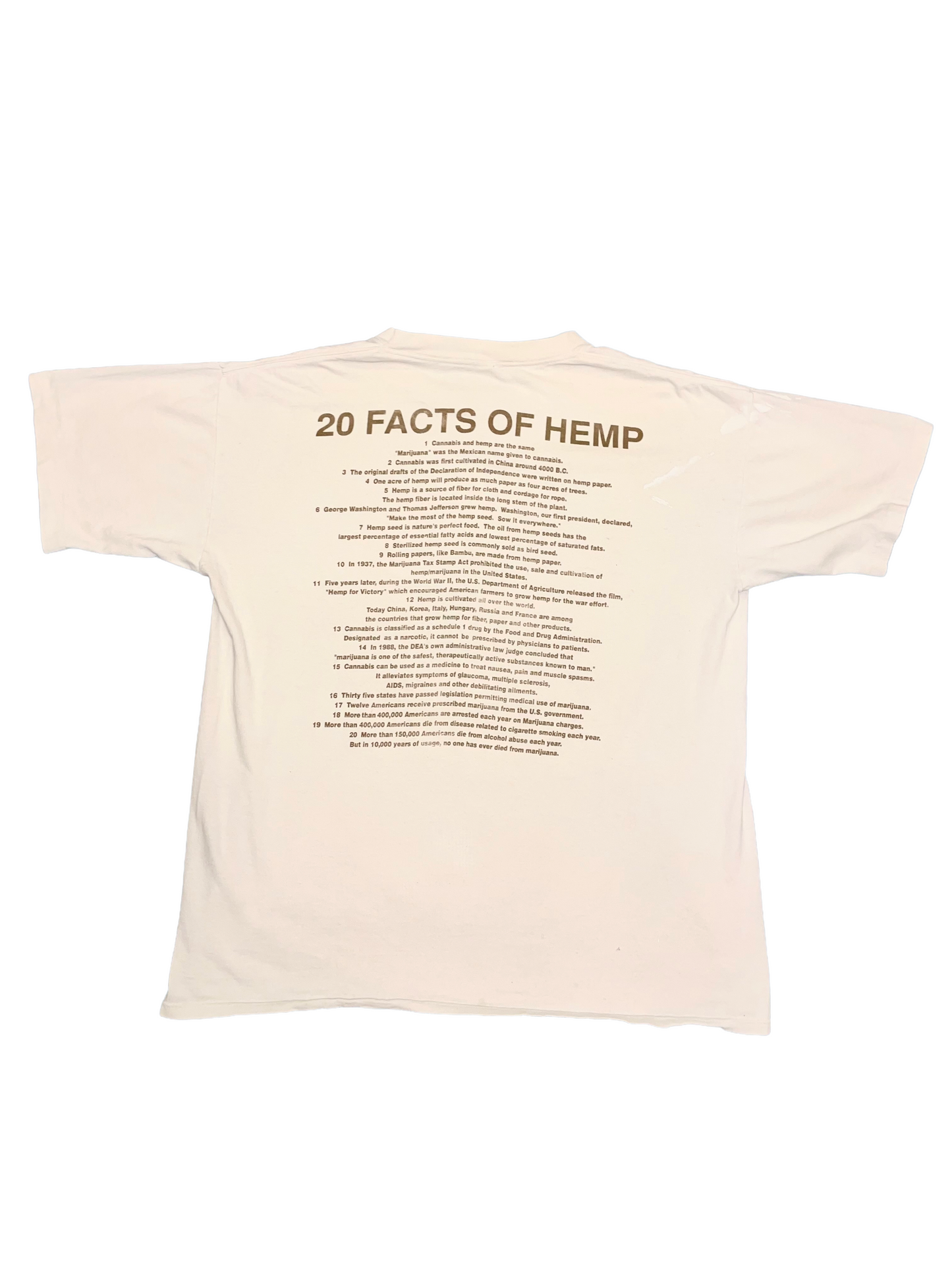 Cypress Hill "Cannibus Sativa Semper Fideles / Hemp Facts" ca. 1990s West Coast Hip Hop Vintage T-Shirt