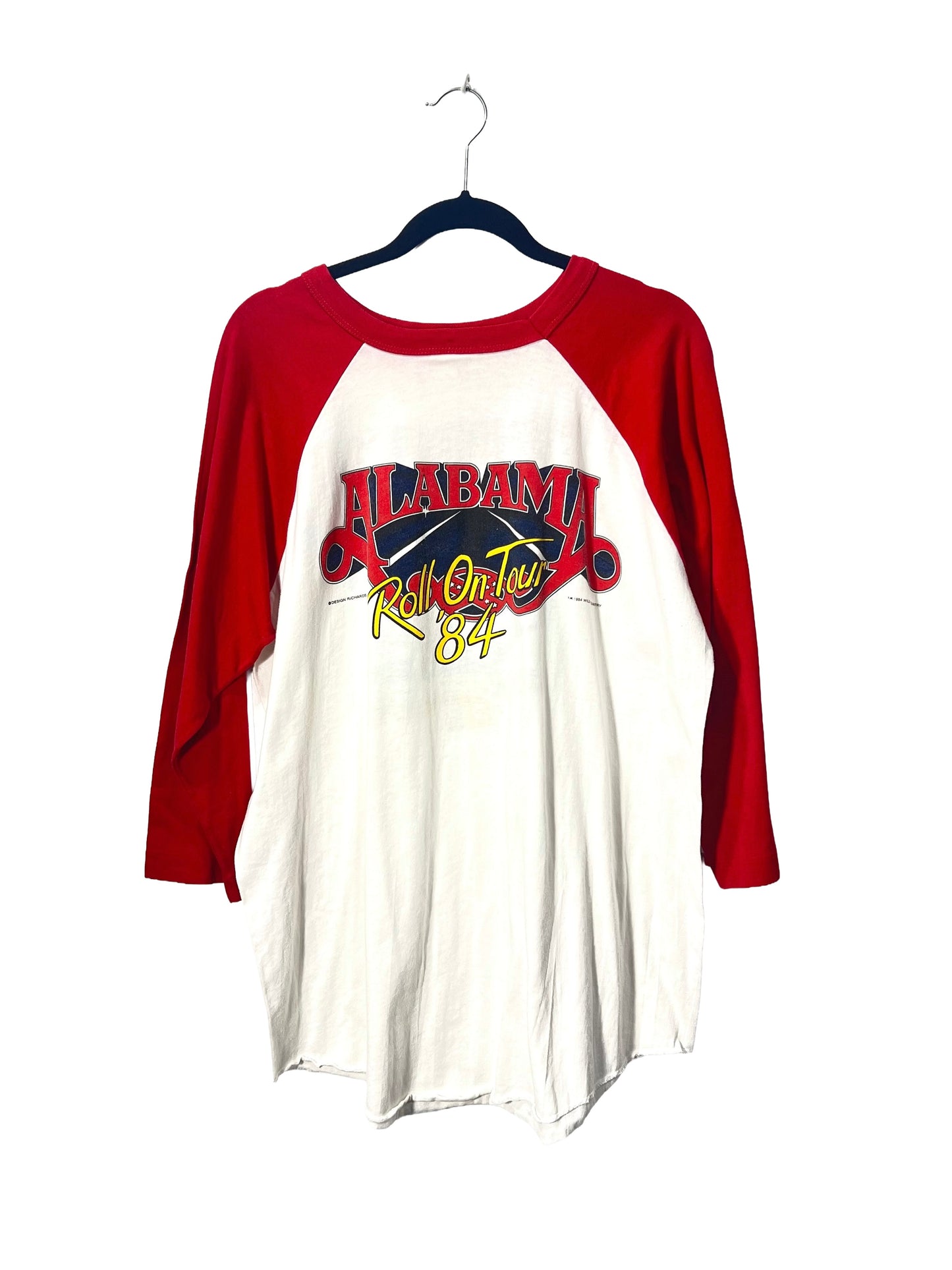 1980s White Red 3/4 Sleeve Alabama Tour Tee