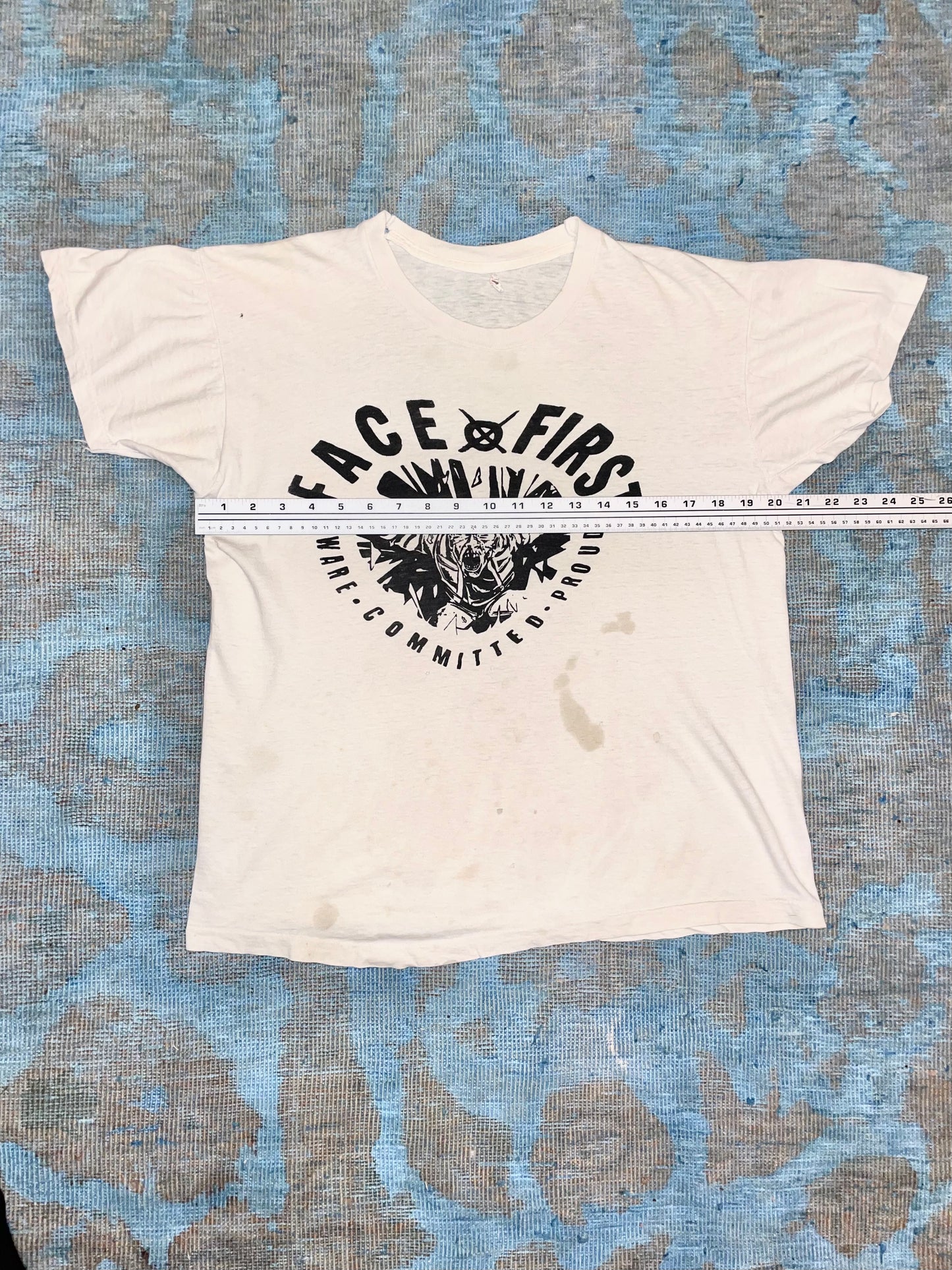 Face First (Oklahoma, ex. Verbal Assault) "Aware Committed Proud" ca. 1980s Hardcore Thrash Vintage T-Shirt