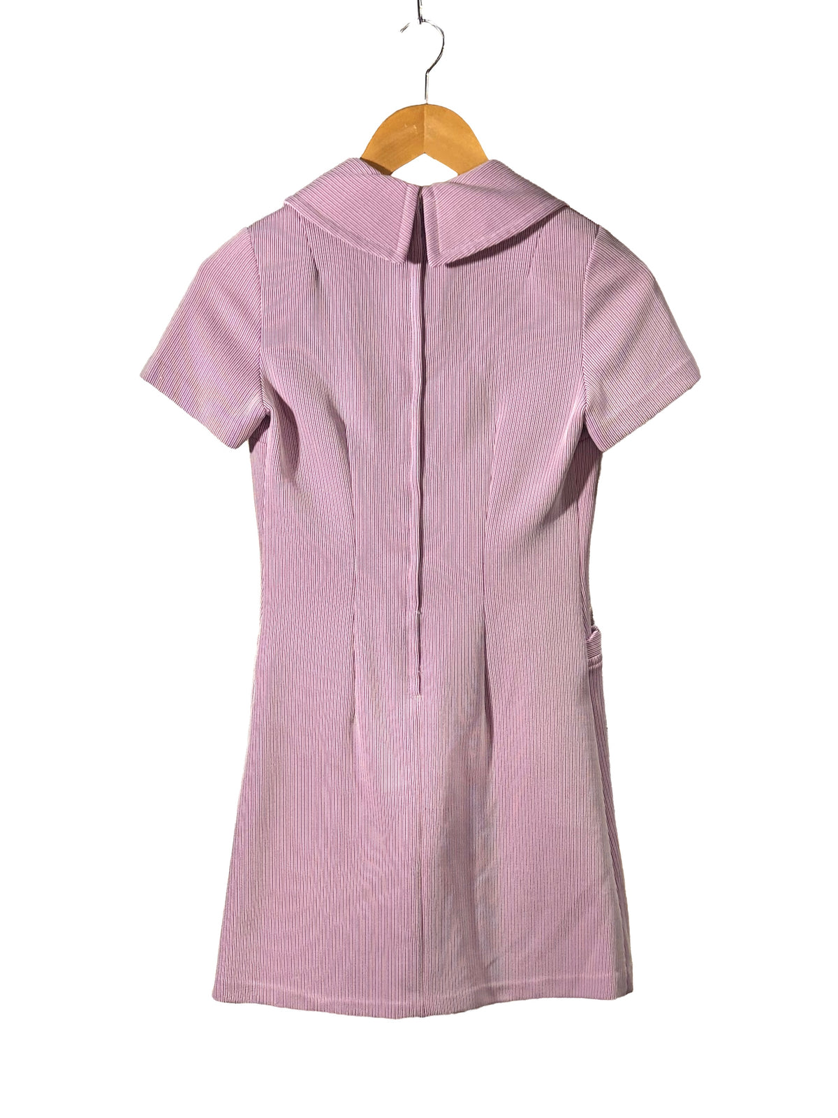 1970s Purple Poly Knit Peter Pan Mini Dress