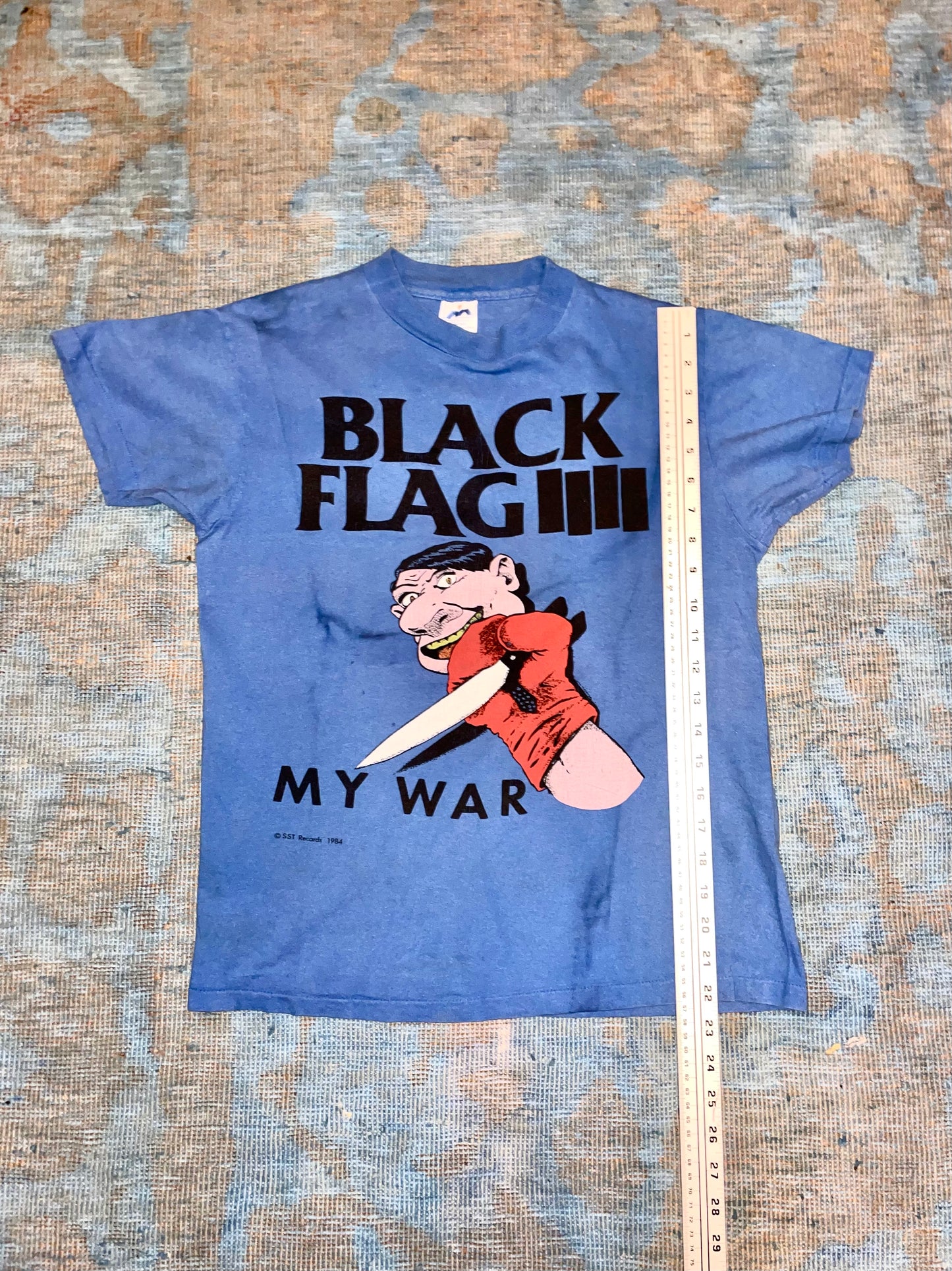 Black Flag "My War" SST Records 1984 Blue Double Sided Hardcore Vintage T-Shirt