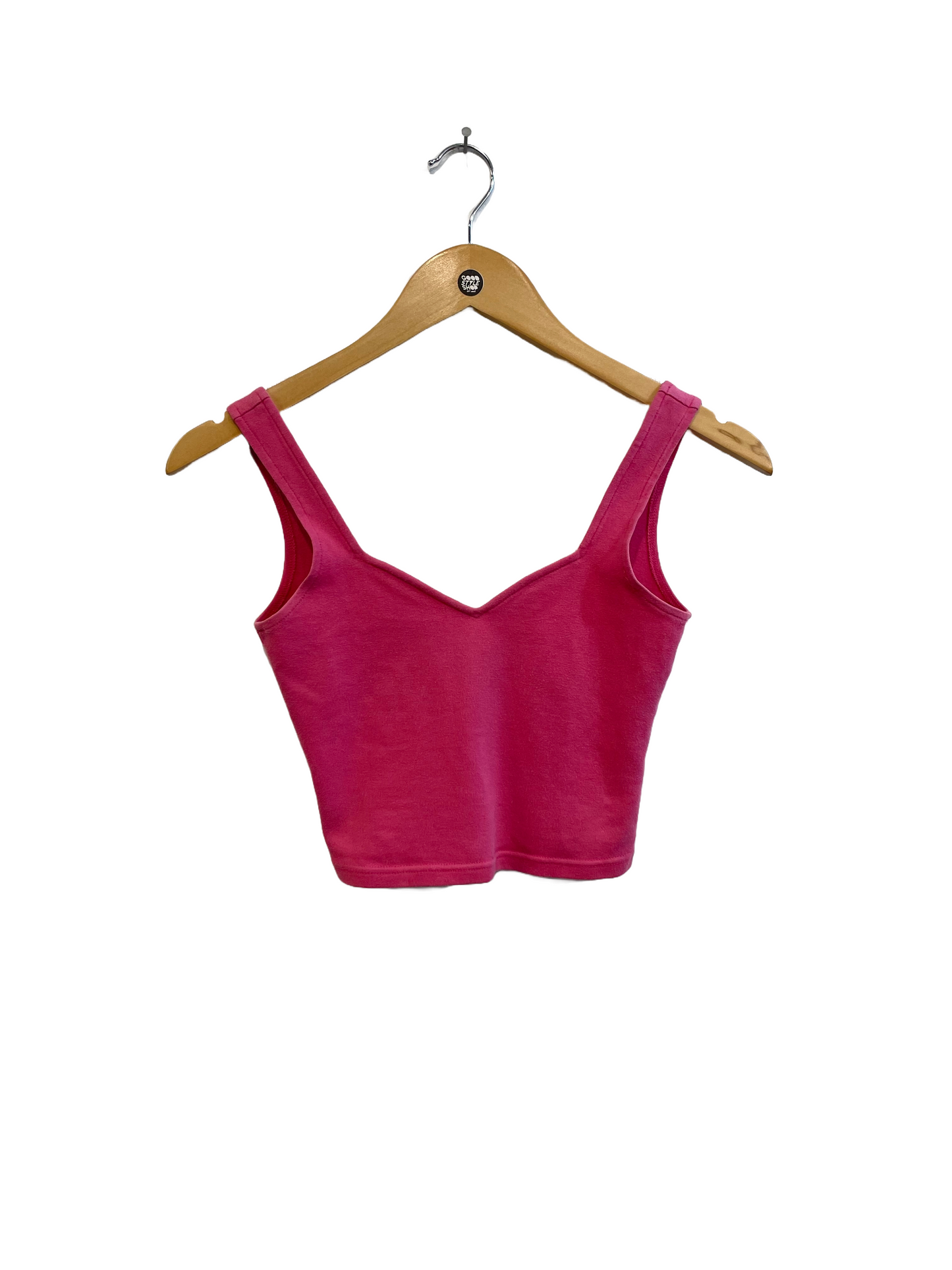 1990s Magenta Cotton Blend Sweetheart Crop Top