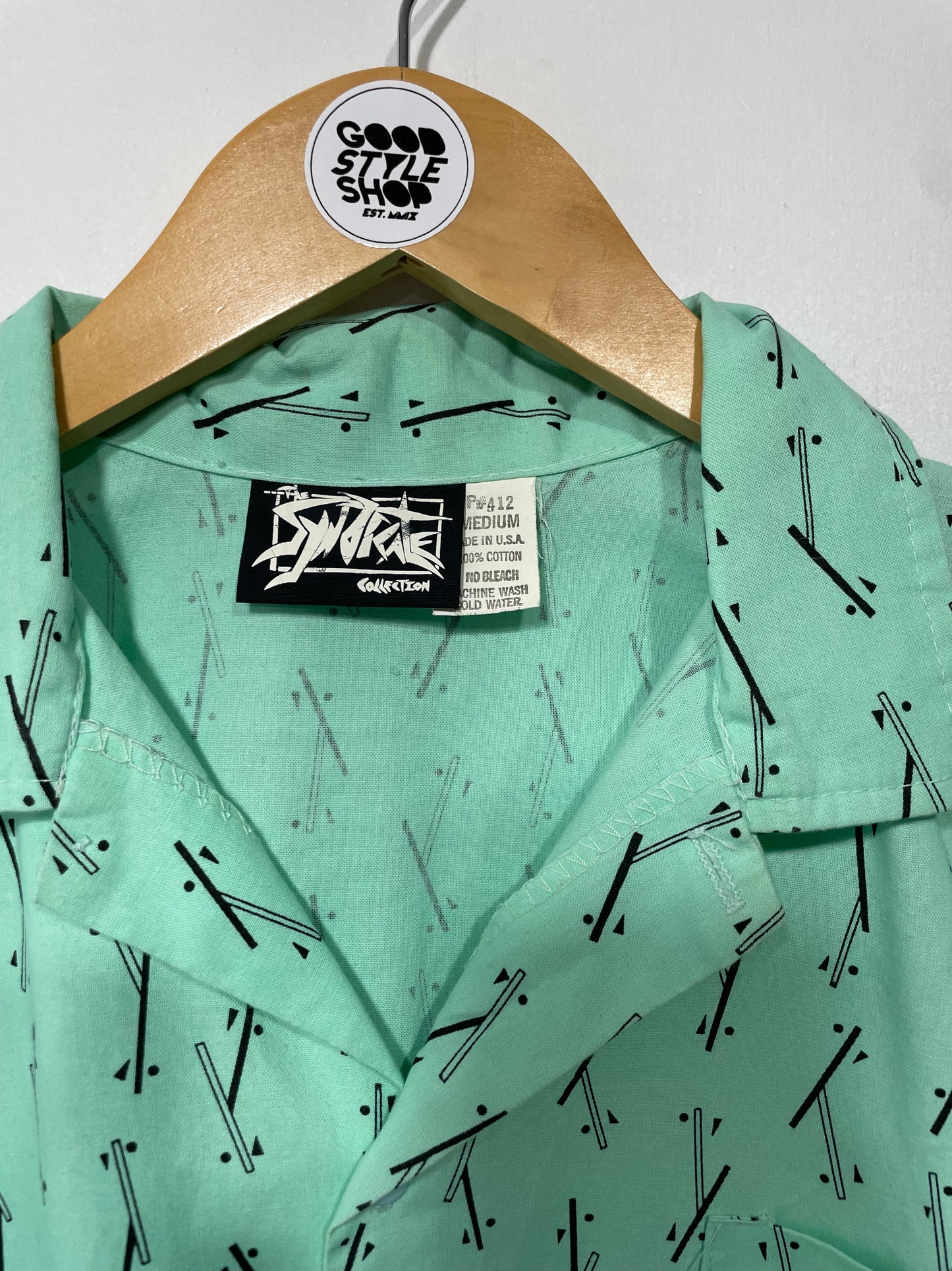 1980s Seafoam New Wave ‘The Syndicate’ Cotton Shirt