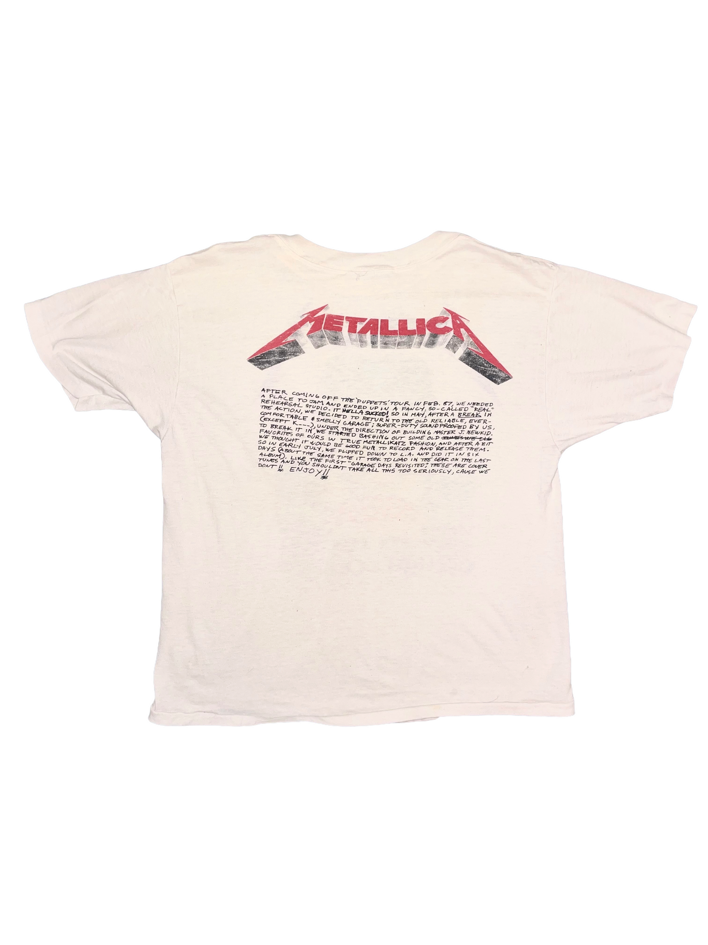 Metallica "Crash Course In Brain Surgery" (Pushead) 1987 Double Sided Metal Vintage T-Shirt