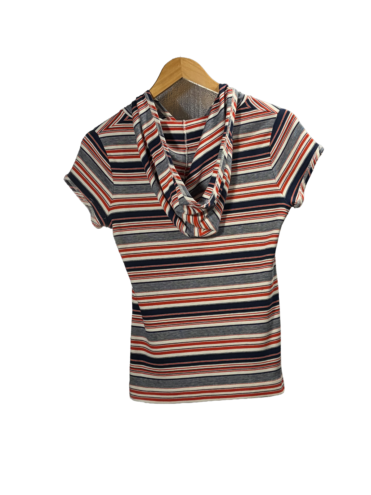 1970s Red White Blue Striped Hooded Tee