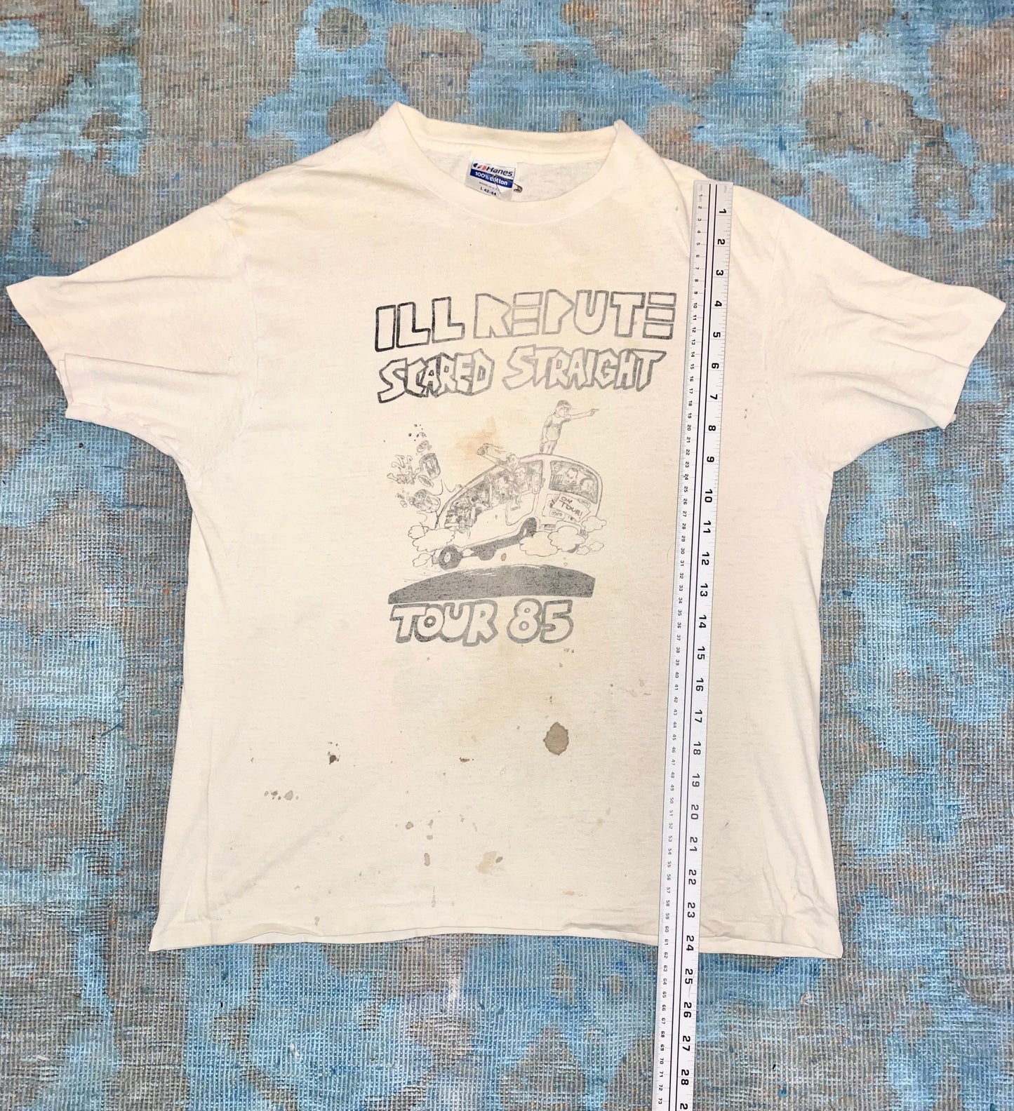 Ill Repute / Scared Straight "Tour 1985" White Nardcore Thrash Vintage T-Shirt
