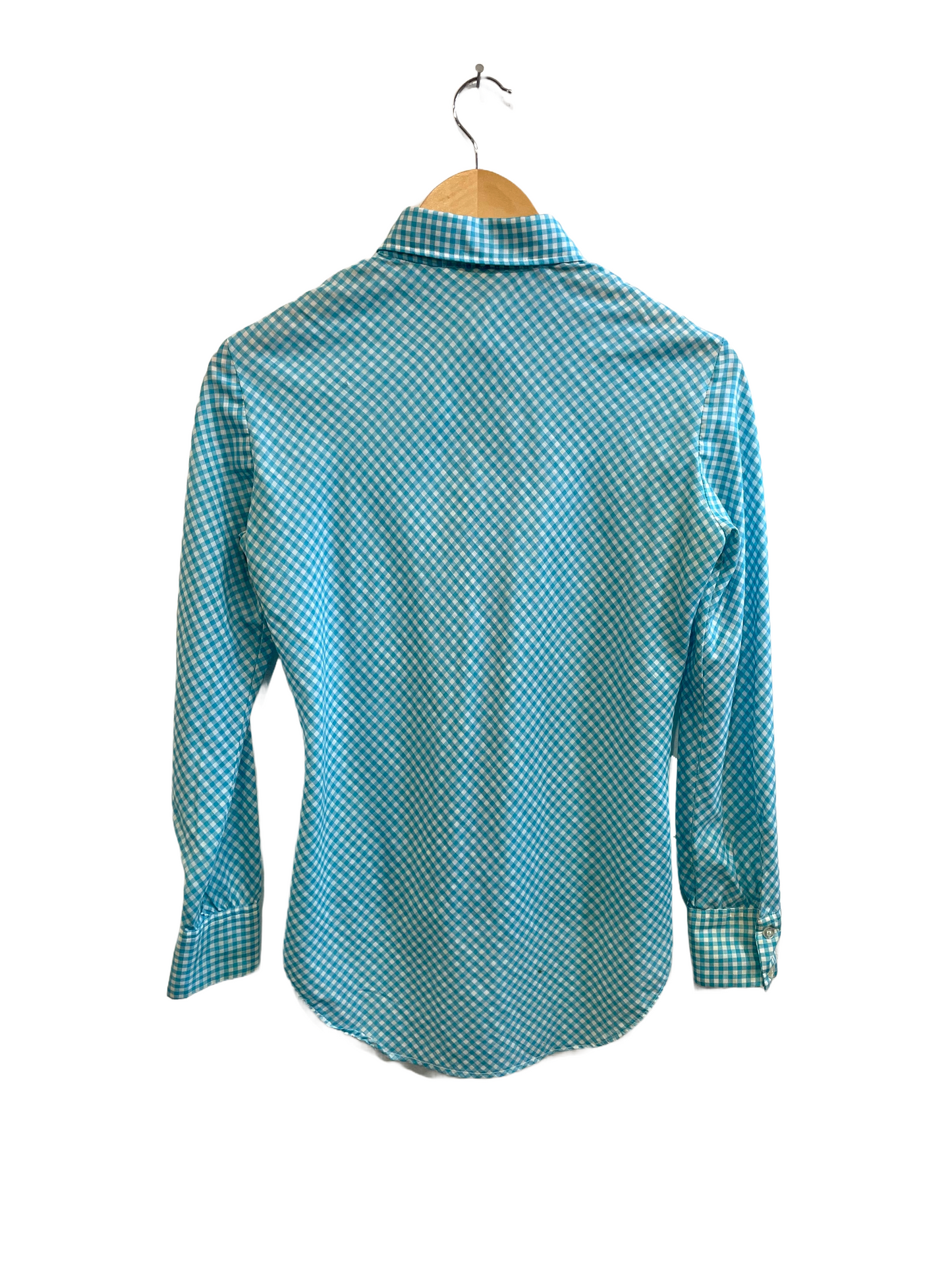 1970s Blue Check Lady Wrangler Long Sleeve Shirt