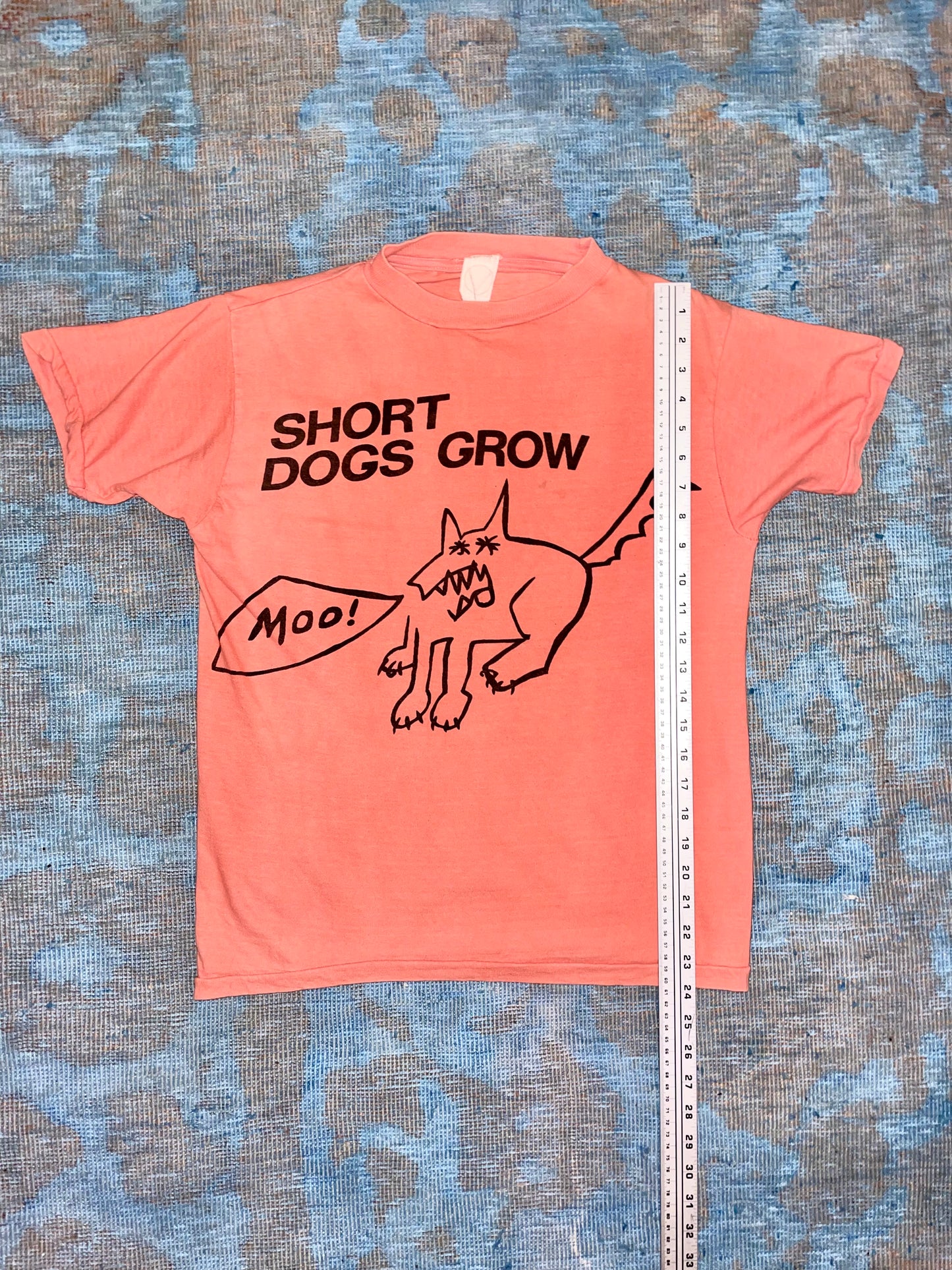 Short Dogs Grow (San Francisco) "Moo!" ca. 1980s Salmon Pink Faded Alt Rock Vintage T-Shirt