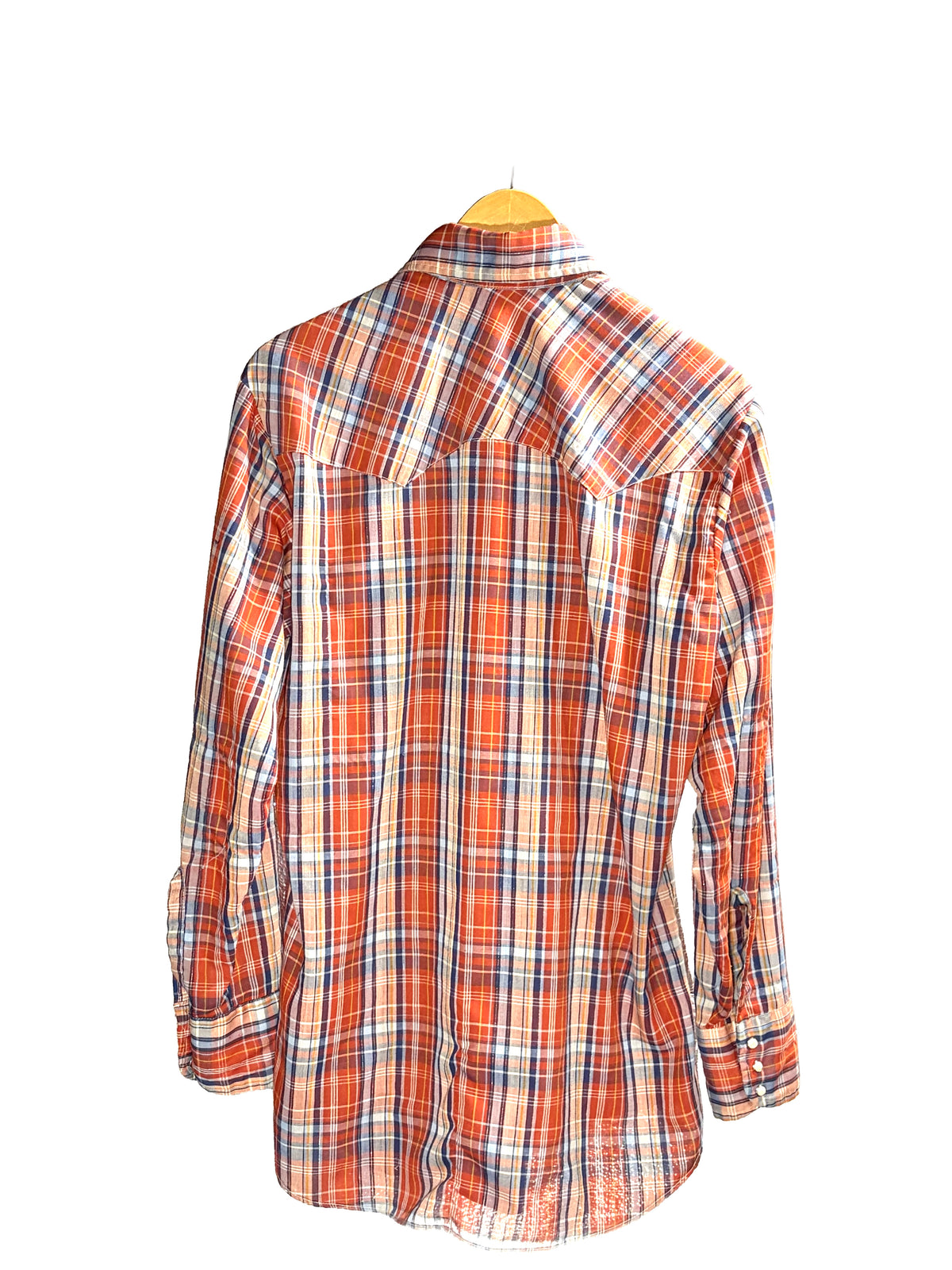 1970s Red Blue Gold Check Levi’s Snap Western Shirt