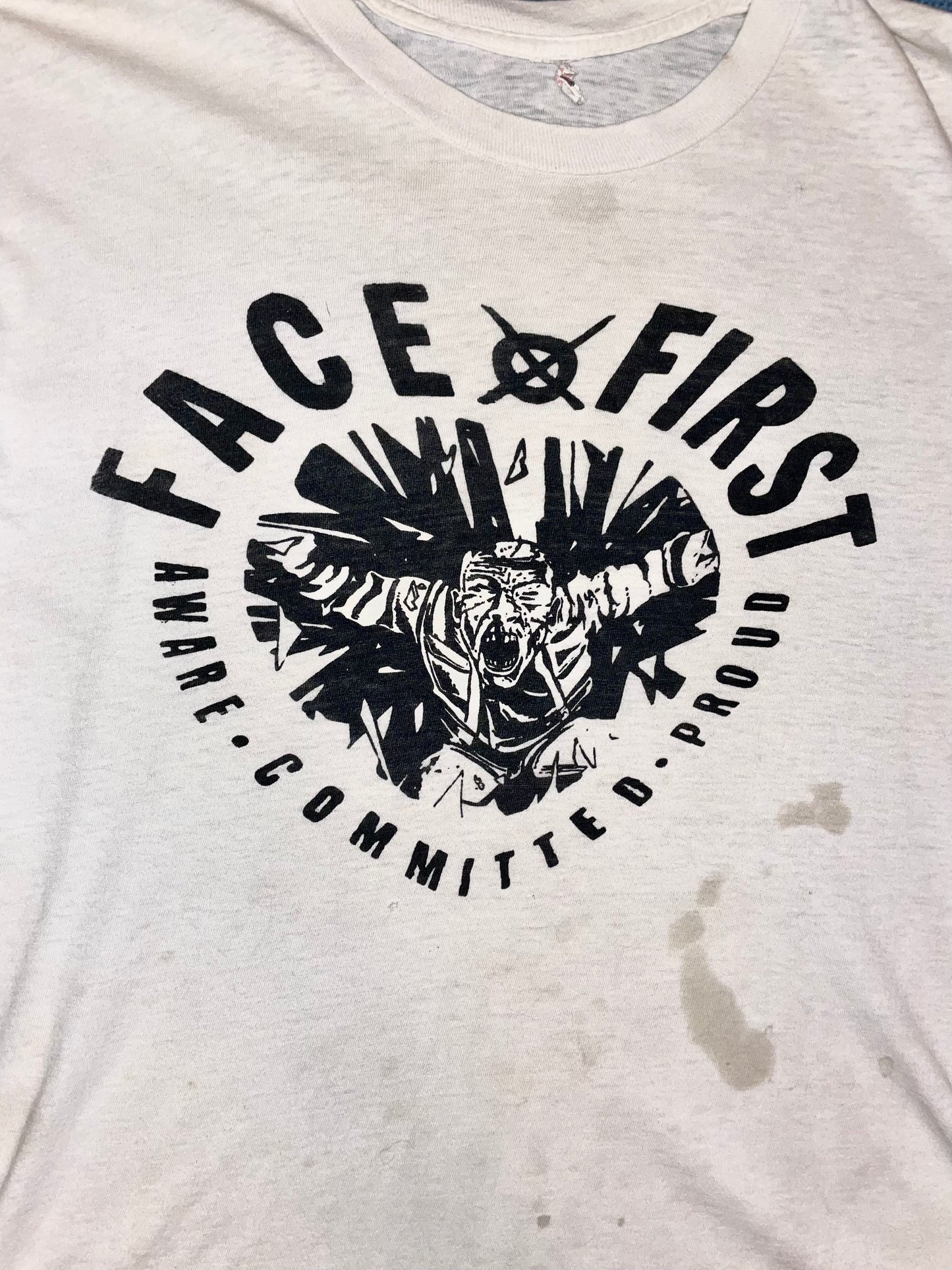 Face First (Oklahoma, ex. Verbal Assault) "Aware Committed Proud" ca. 1980s Hardcore Thrash Vintage T-Shirt