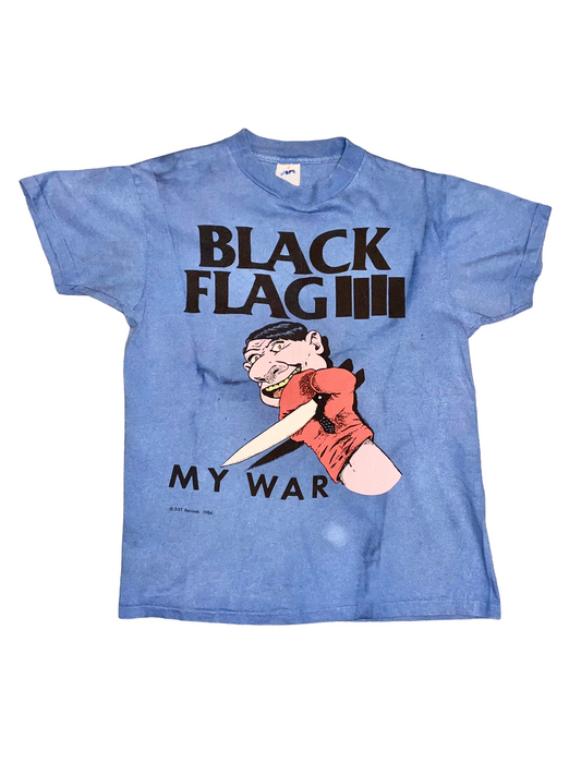 Black Flag "My War" SST Records 1984 Blue Double Sided Hardcore Vintage T-Shirt