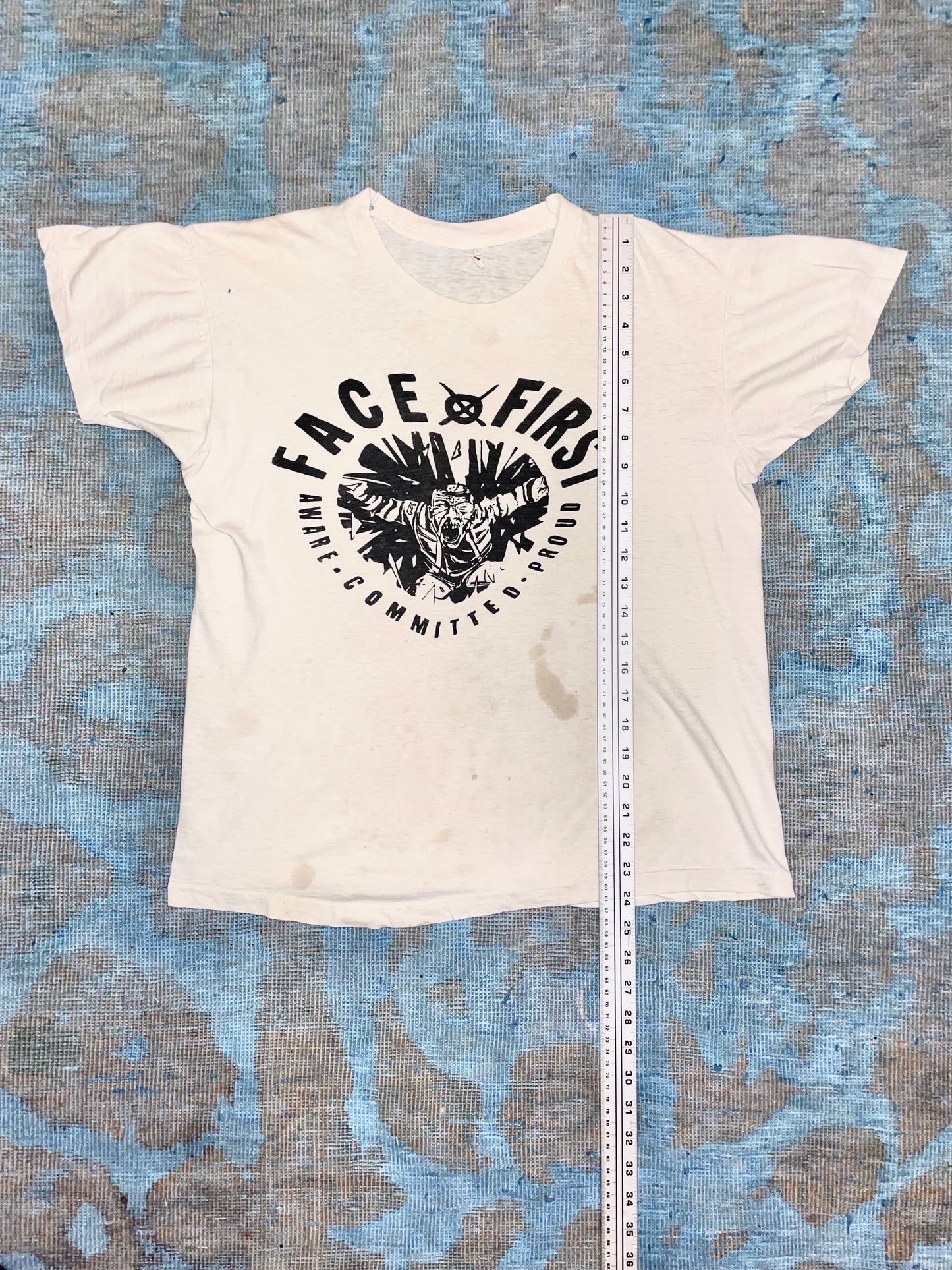 Face First (Oklahoma, ex. Verbal Assault) "Aware Committed Proud" ca. 1980s Hardcore Thrash Vintage T-Shirt