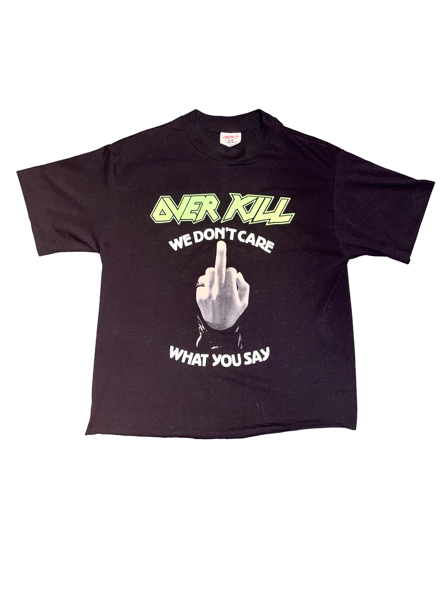 Overkill "We Dont Care What You Say / Fuck You" ca. 1980s Black Double Sided Like New Thrash Metal Vintage T-Shirt