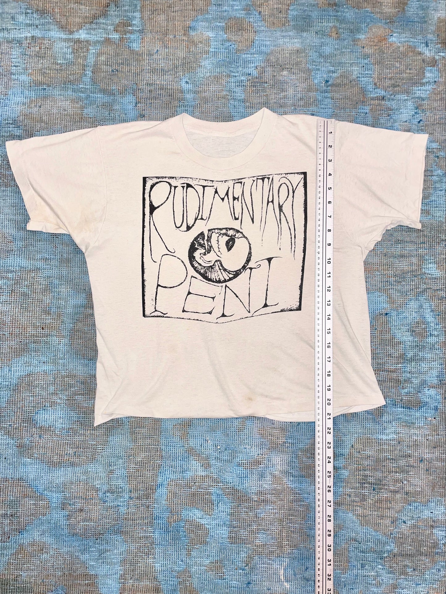 Rudimentary Peni Fetus 1990s White Boxy Fit UK Anarcho Punk Vintage T-Shirt