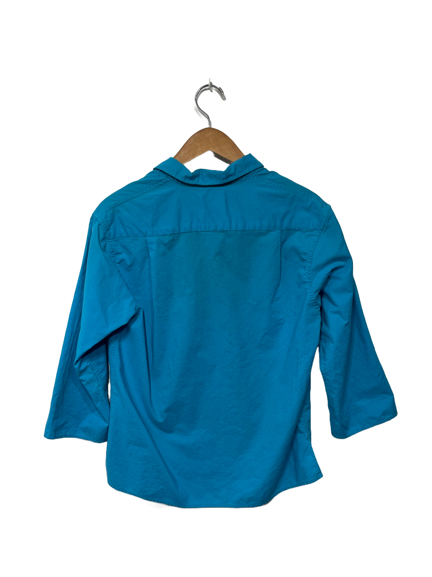 1960s Cerulean Cotton Half-Placket Half-Sleeve Blouse
