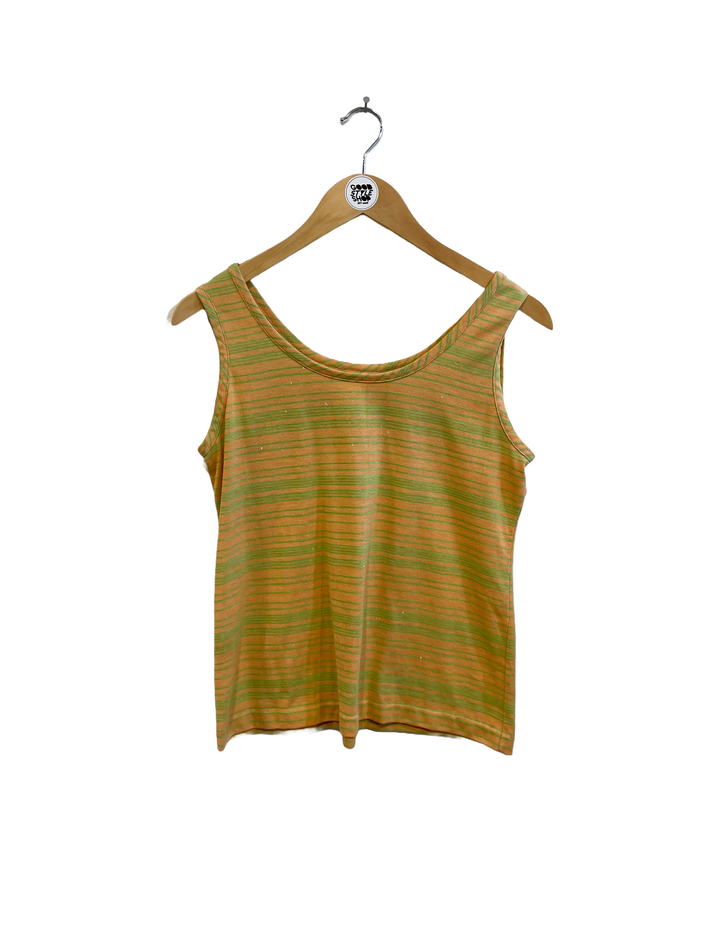 1980s Peach Lime Scan Lines Jersey Tank