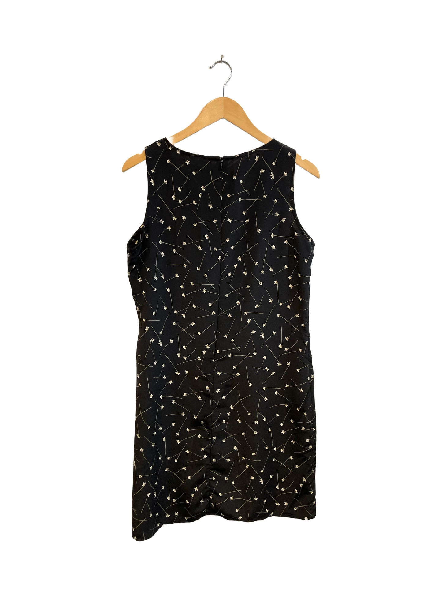 1990s Black Floral Print Mini Dress