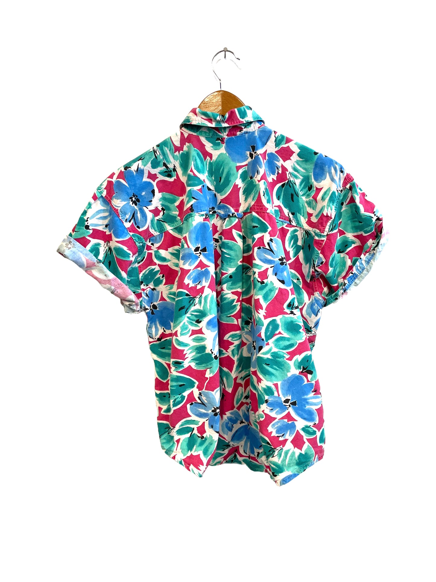 1980s Pink Floral 'Coastline' Short Sleeve Shirt