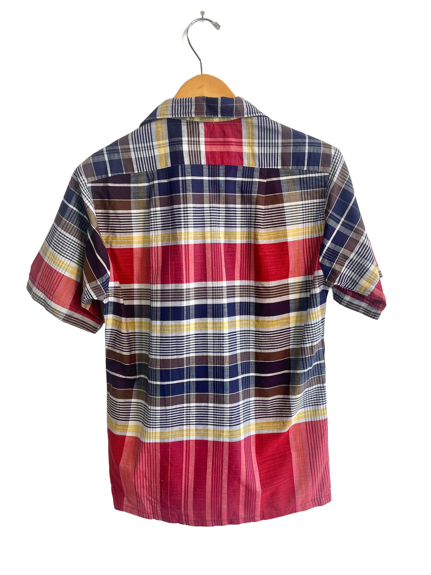 1950s Catalina Maroon Madras Loop Collar Shirt