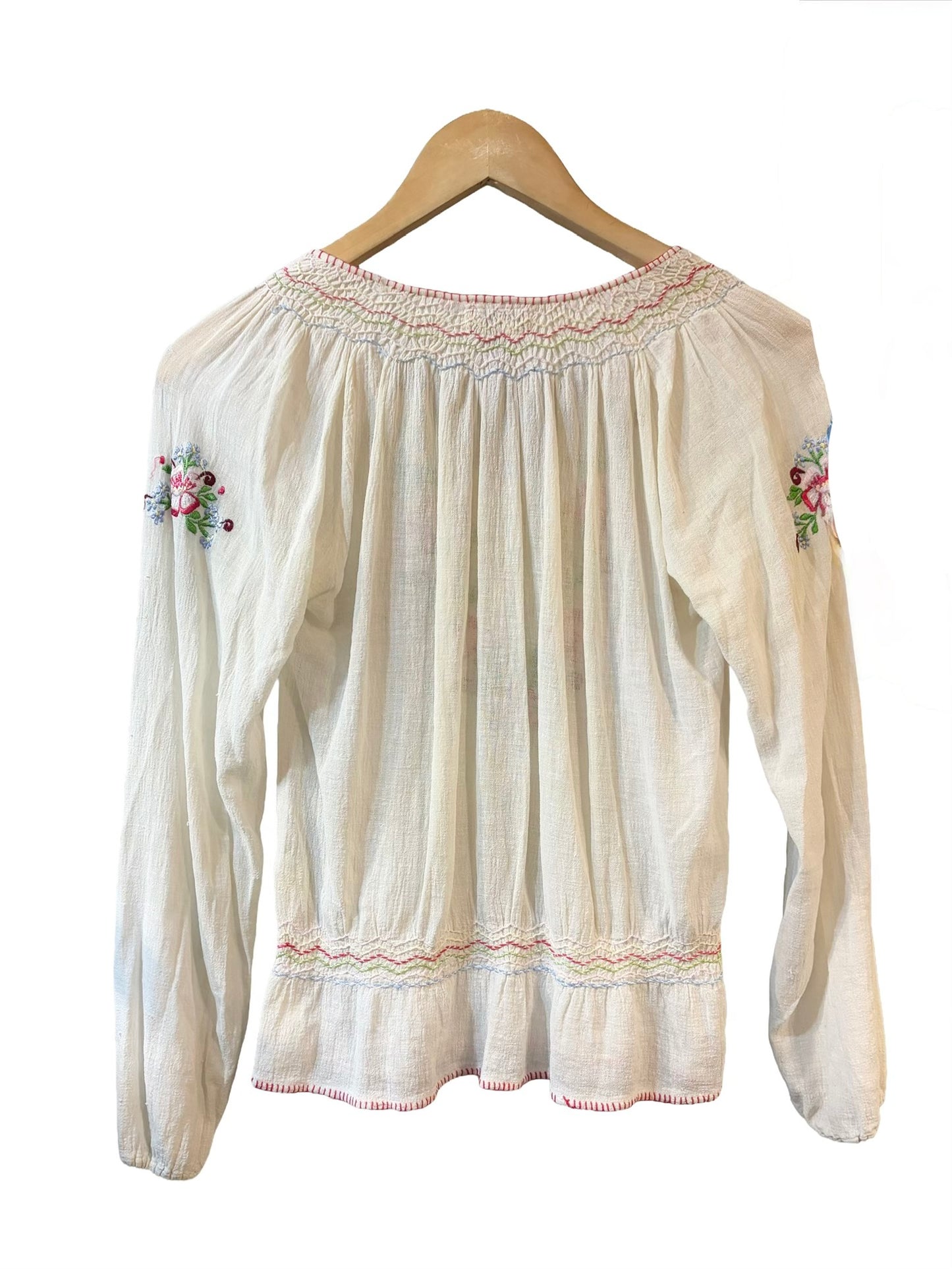 1970s White Indian Cotton Iconic Peasant Top