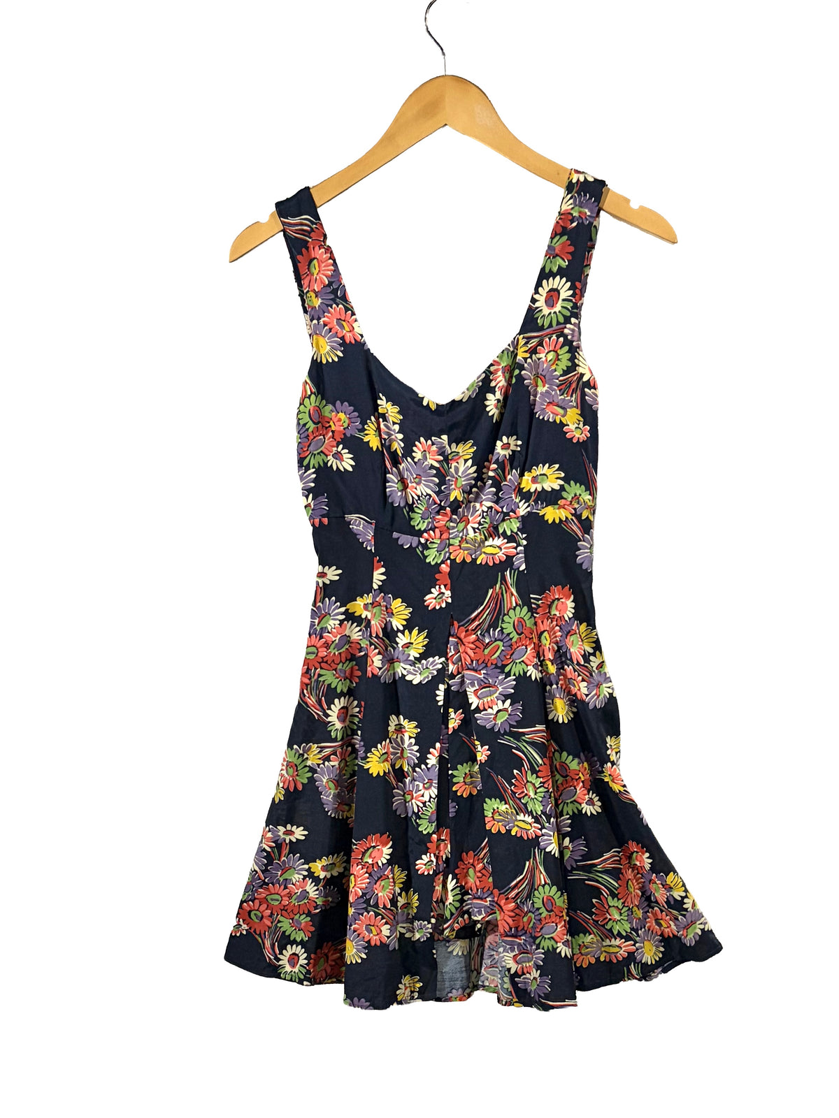 1990s-does-1940s ESPRIT Navy Floral Rayon Romper