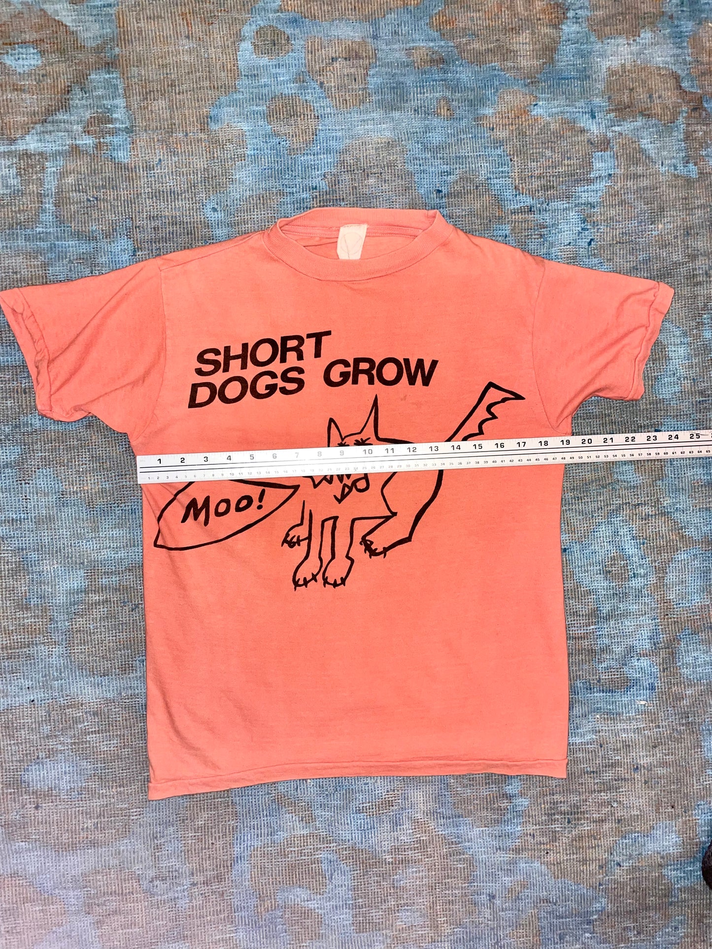 Short Dogs Grow (San Francisco) "Moo!" ca. 1980s Salmon Pink Faded Alt Rock Vintage T-Shirt
