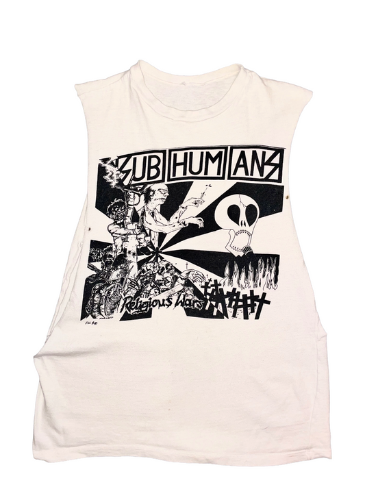 Subhumans "Religious Wars" ca. 1980s Cut-off Tank UK Anarcho Punk Vintage T-Shirt