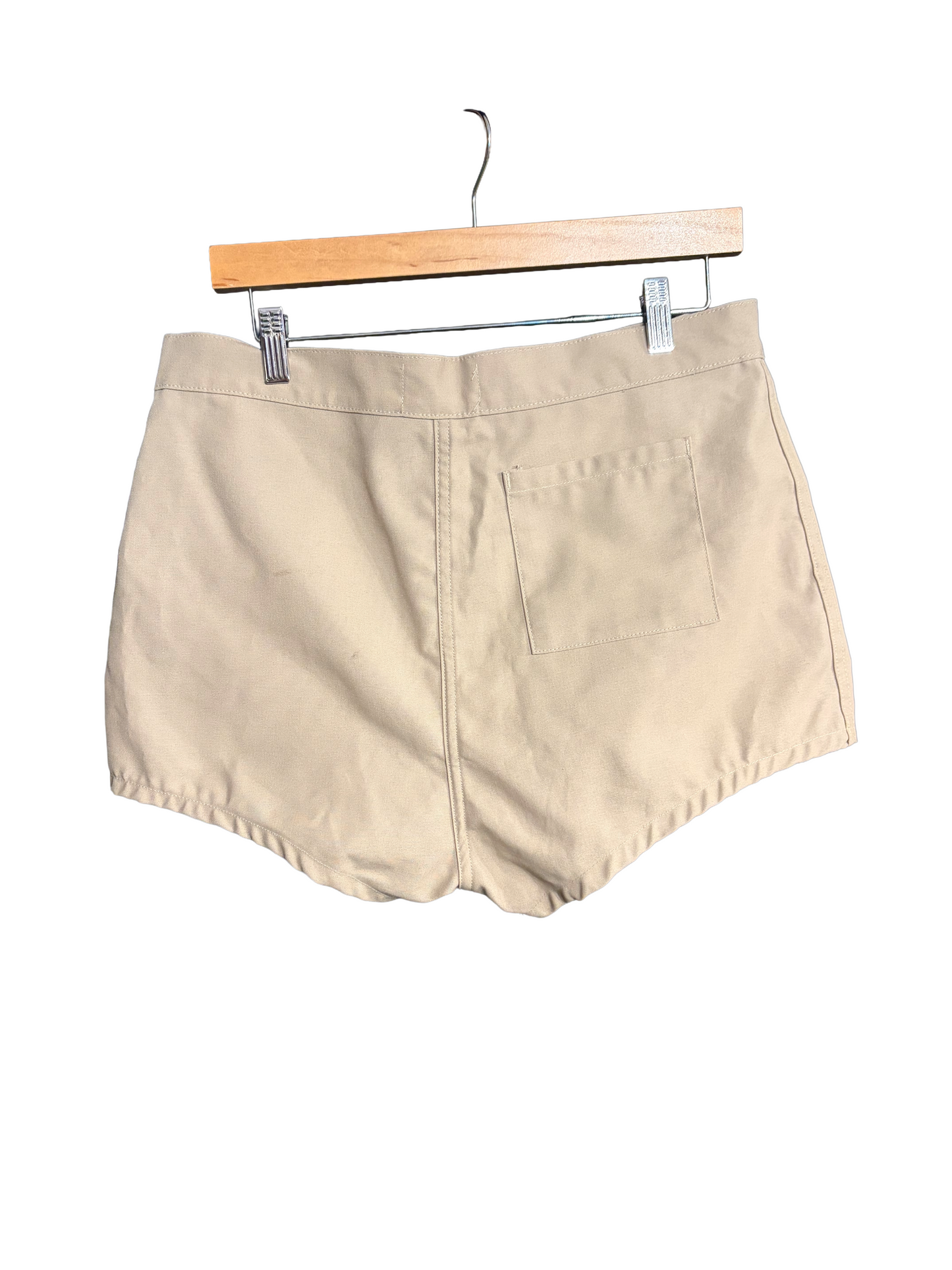 2000s Khaki Poly-Cotton Twill Belted Active Uniform Shorts