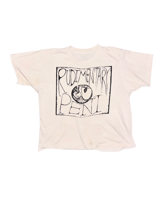 Rudimentary Peni Fetus 1990s White Boxy Fit UK Anarcho Punk Vintage T-Shirt