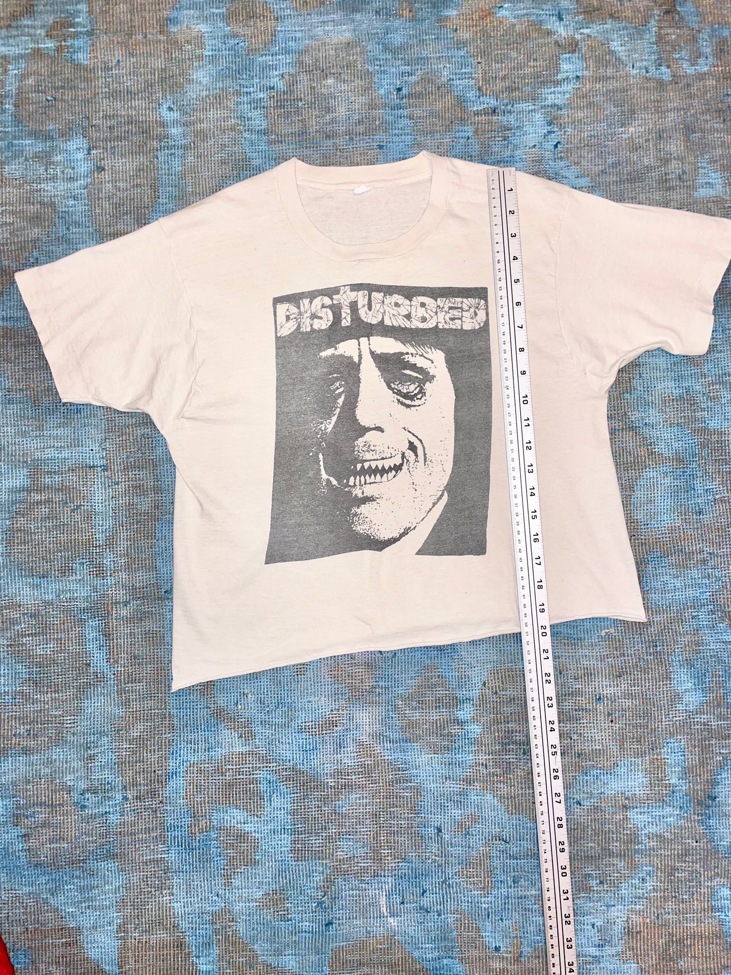 Disturbed (Minneapolis) “Disturbing America” ca. 1980s White Double Sided Thrash Metal Vintage T-Shirt