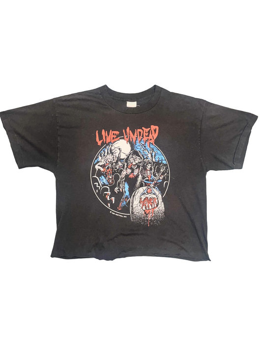 Slayer "Live Undead West Coast Fall 1985" Black Double Sided Thrash Metal Vintage T-Shirt