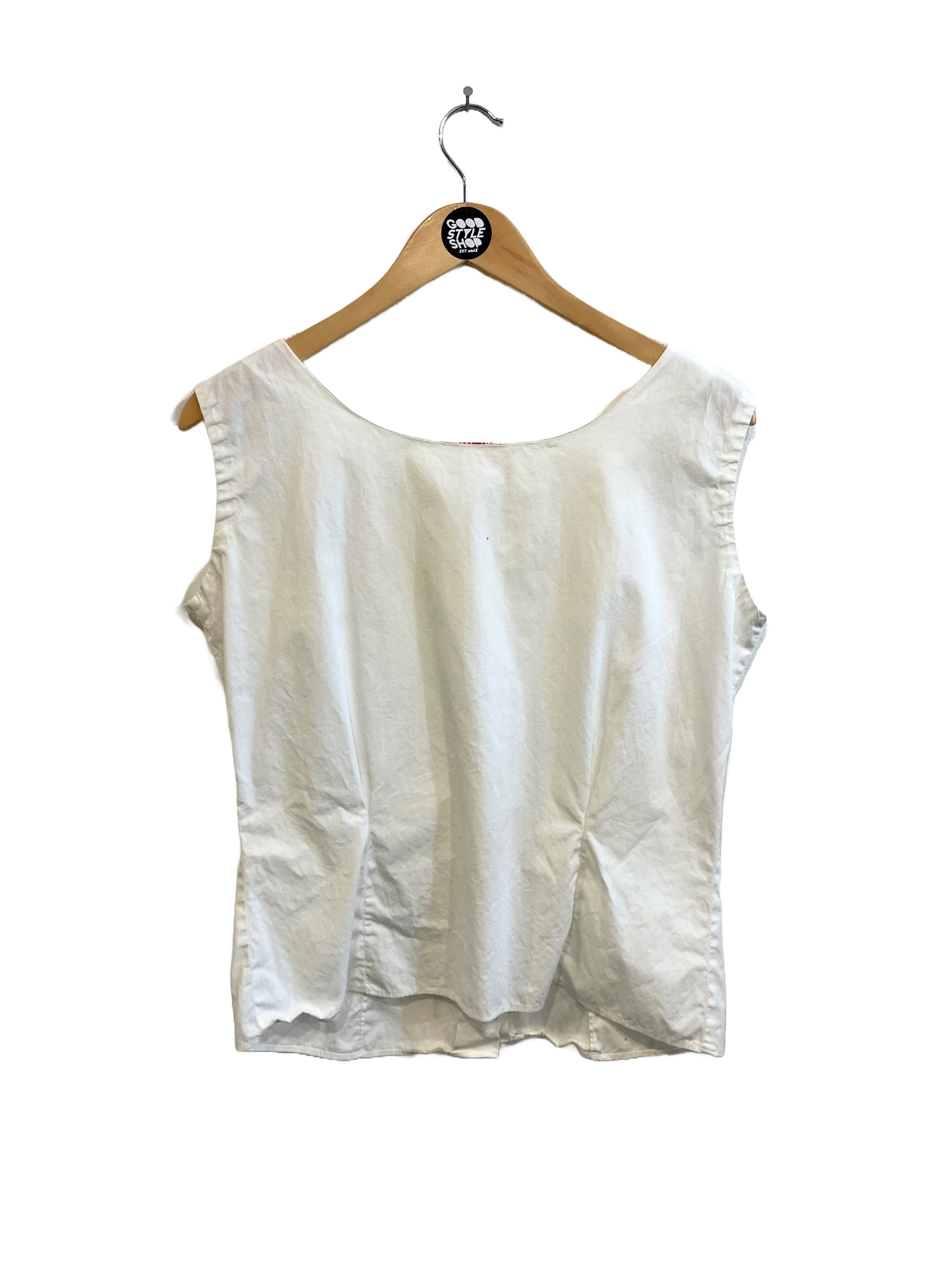1960s White Poplin ‘Ship-n-Shore’ Darted Sleeveless Blouse