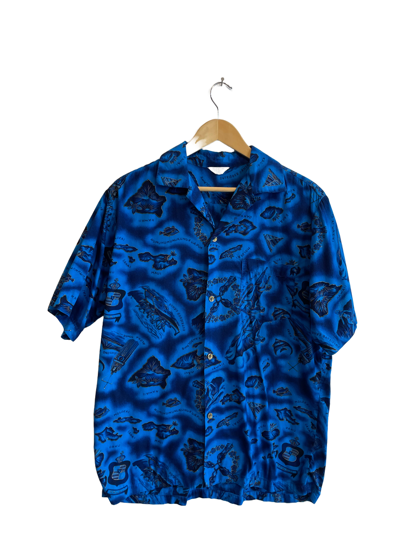 1970s Blue Hawaiian Islands Cotton Shirt