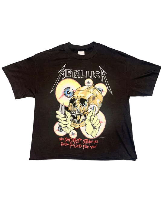 Metallica "Shortest Straw / Vertigo" 1988 Black Double Sided Metal Vintage T-Shirt