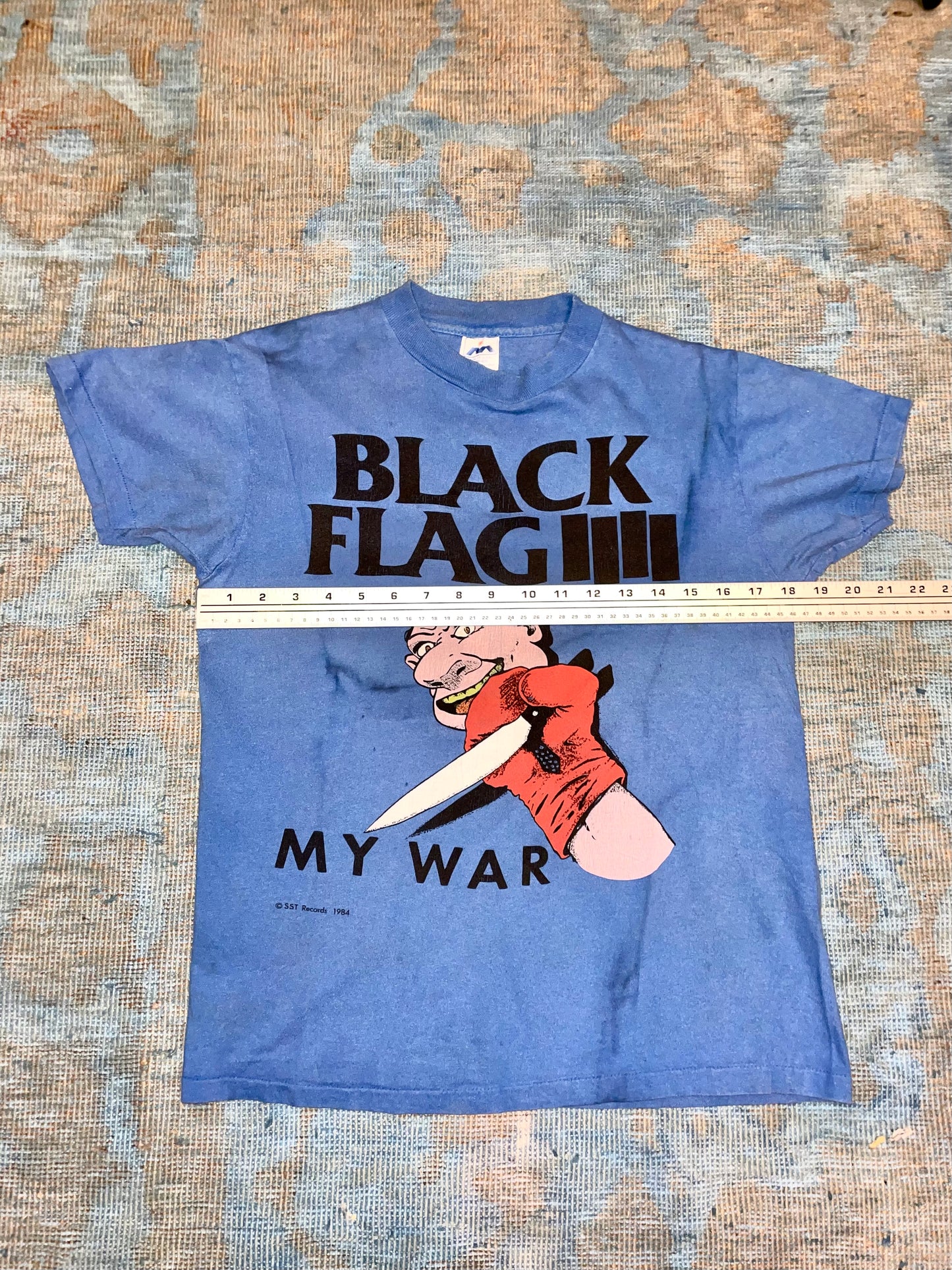 Black Flag "My War" SST Records 1984 Blue Double Sided Hardcore Vintage T-Shirt