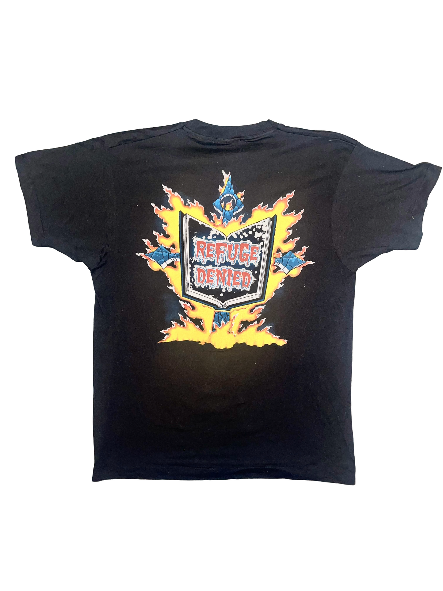 Sanctuary "Refuge Denied" 1988 Black Double Sided Like New Metal Vintage T-Shirt