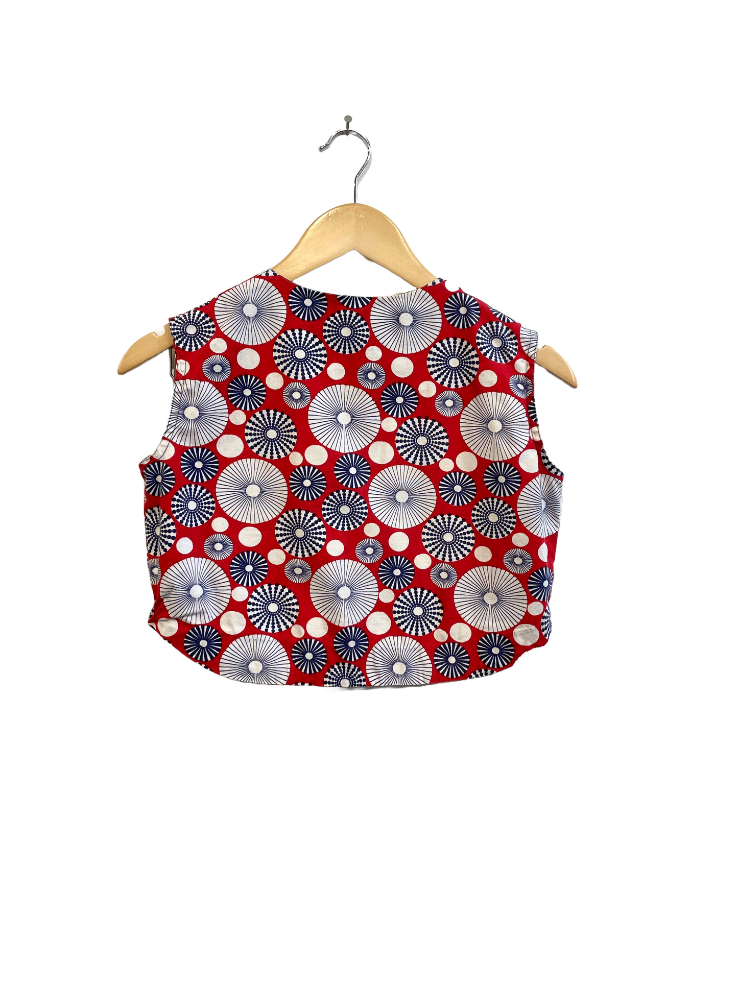 1960s Red Blue Umbrella Atomic Tank Shorts Beach Set