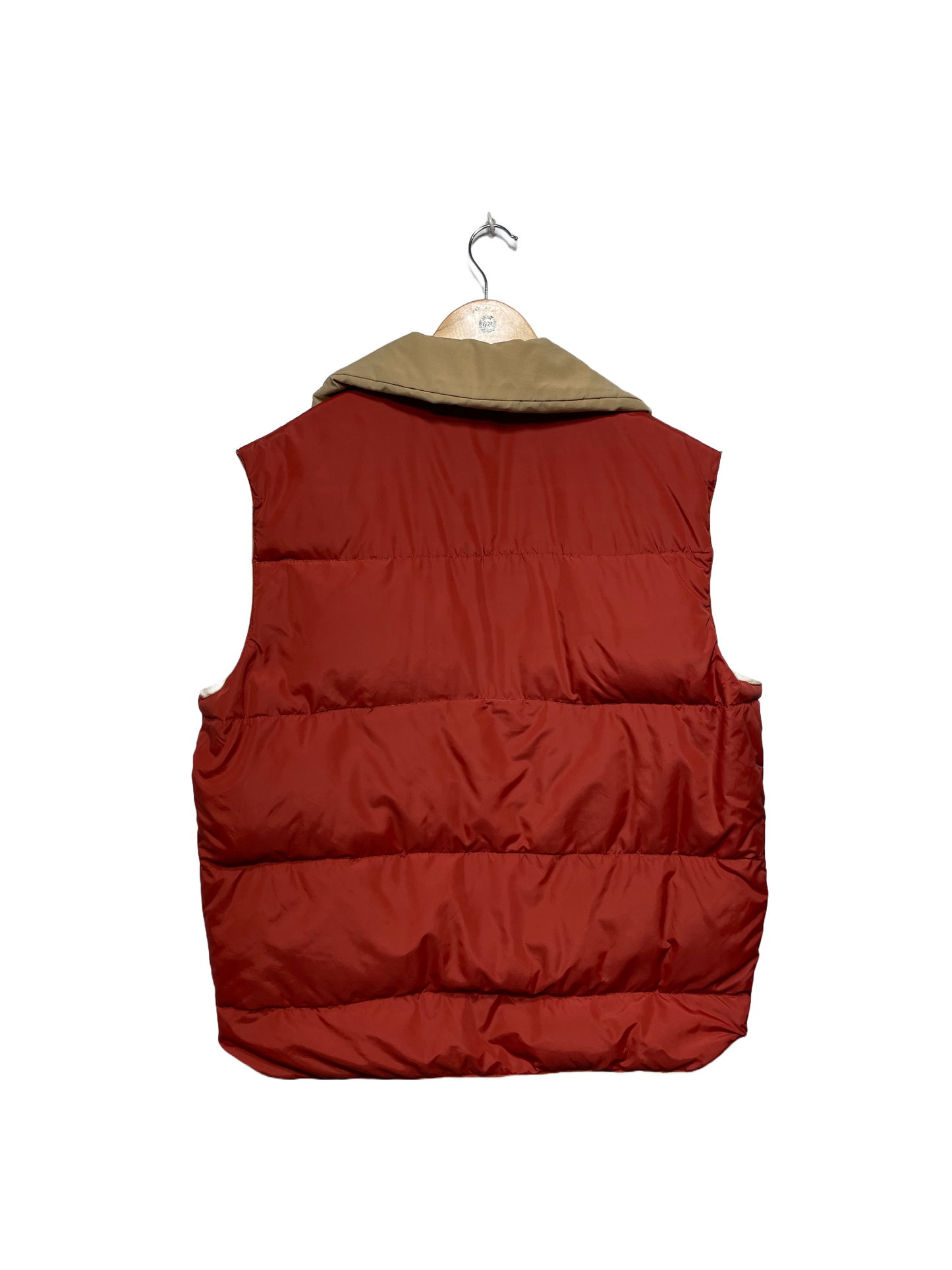 1980s Tan Burnt Orange Snap Puffer Vest