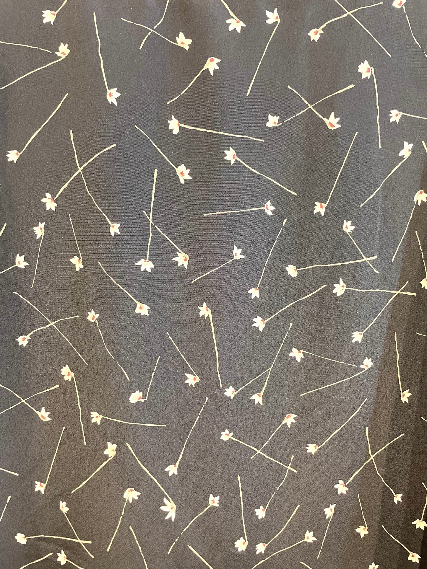 1990s Black Floral Print Mini Dress