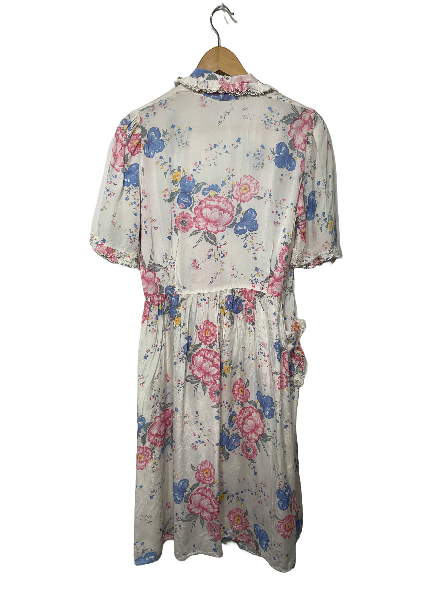 1940s Rayon Floral Wrap Dress