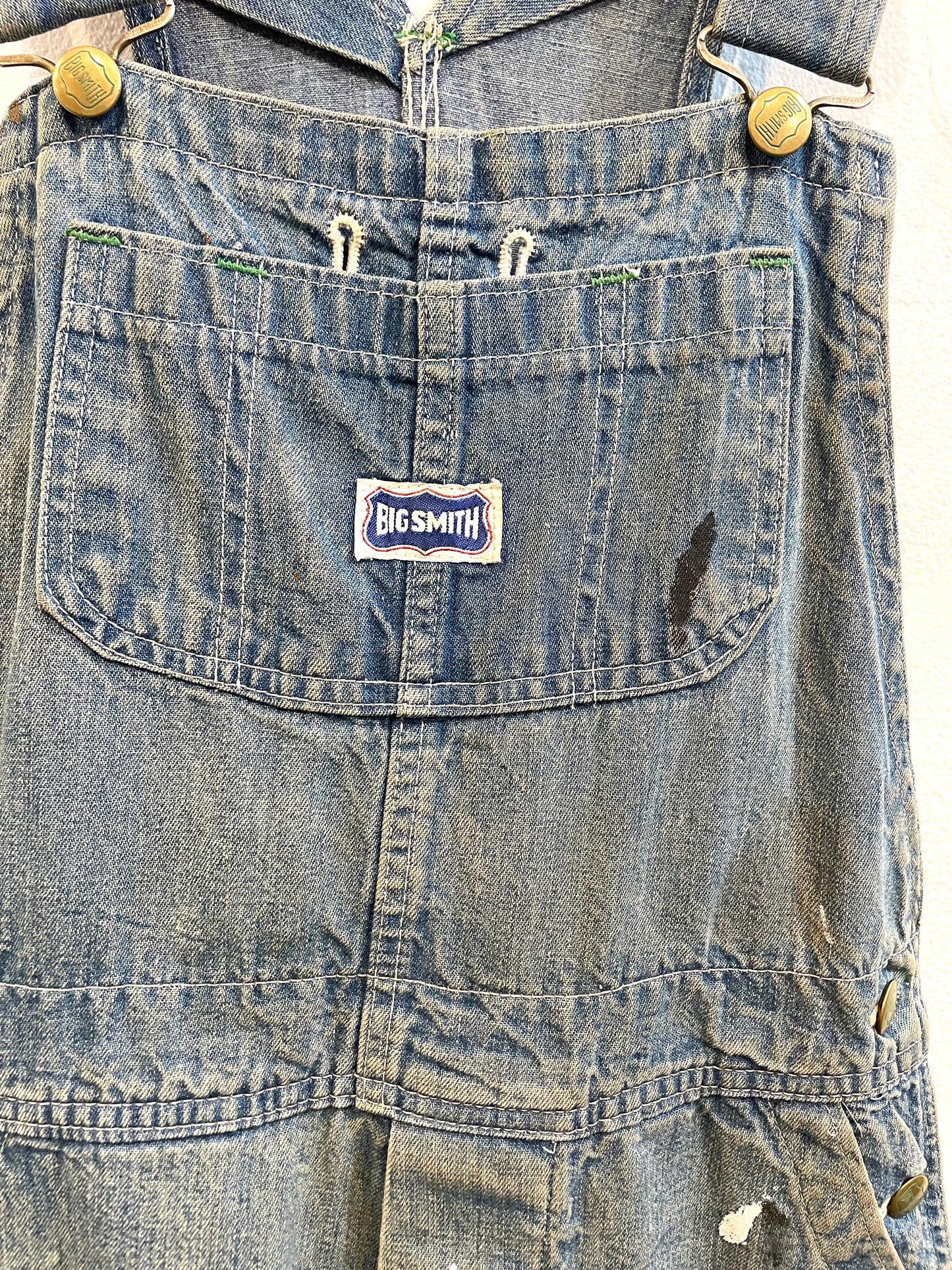 1970s Big Smith Distressed Workwear Short Overalls